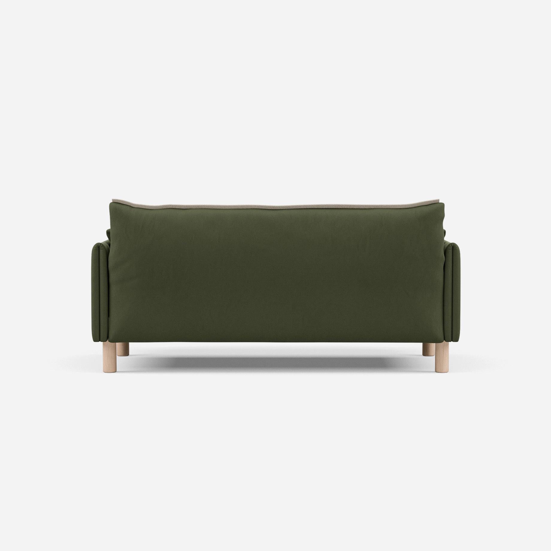 Cozmo Sofas - Cozy 2 Seater Sofa - Dark Green Velvet - Natural Legs - Rear view