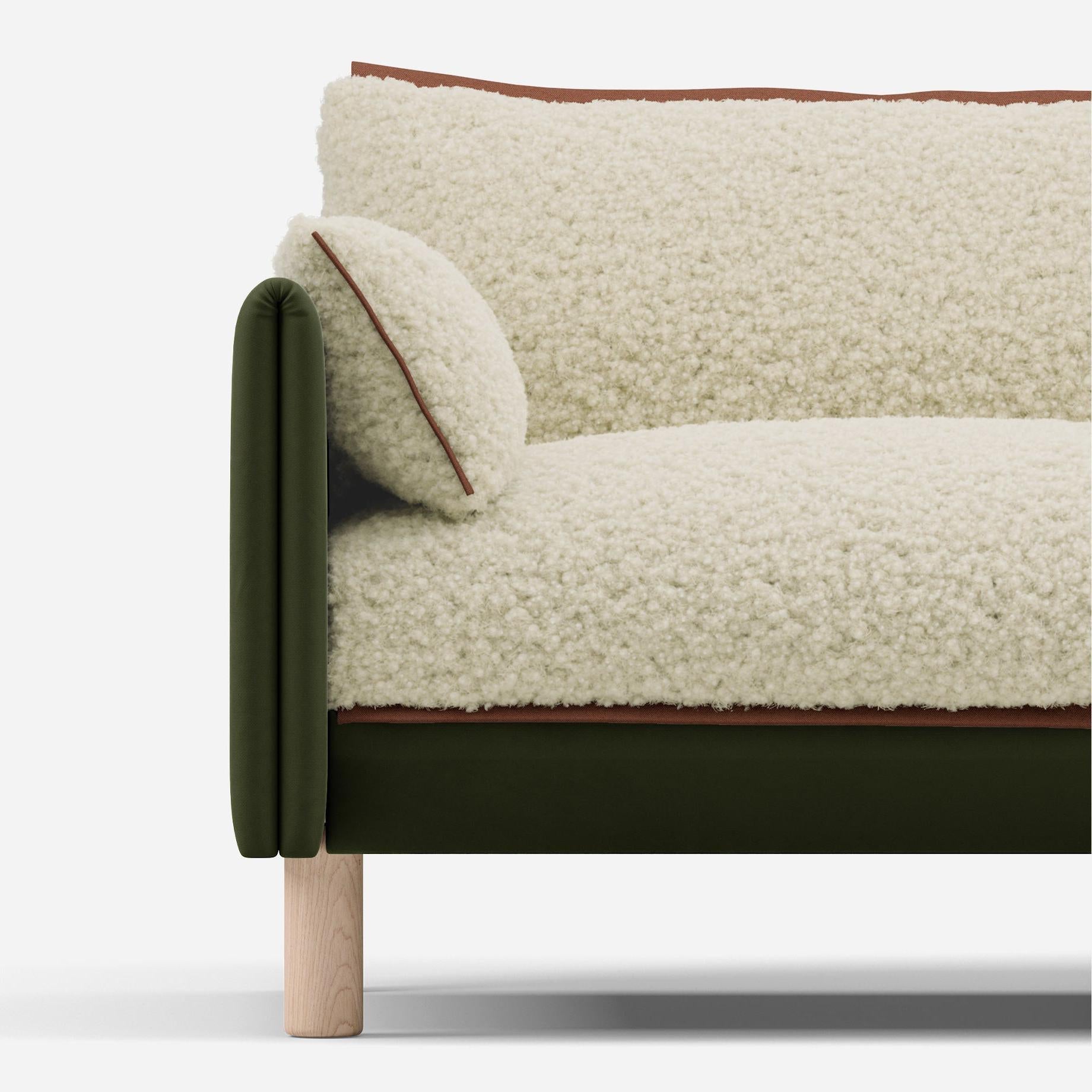 Cozmo Sofas - Cozy 2 Seater Sofa - Dark Green Velvet - Natural Legs - Rear view