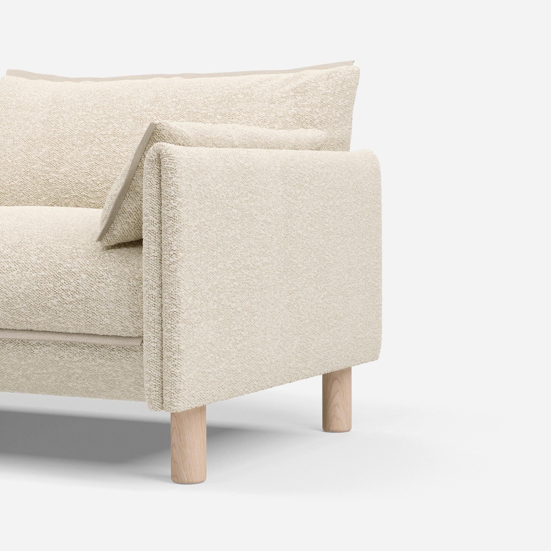 Cozmo Sofas - Cozy 2 Seater Sofa - Ecru Boucle - Natural Legs - Side angle view