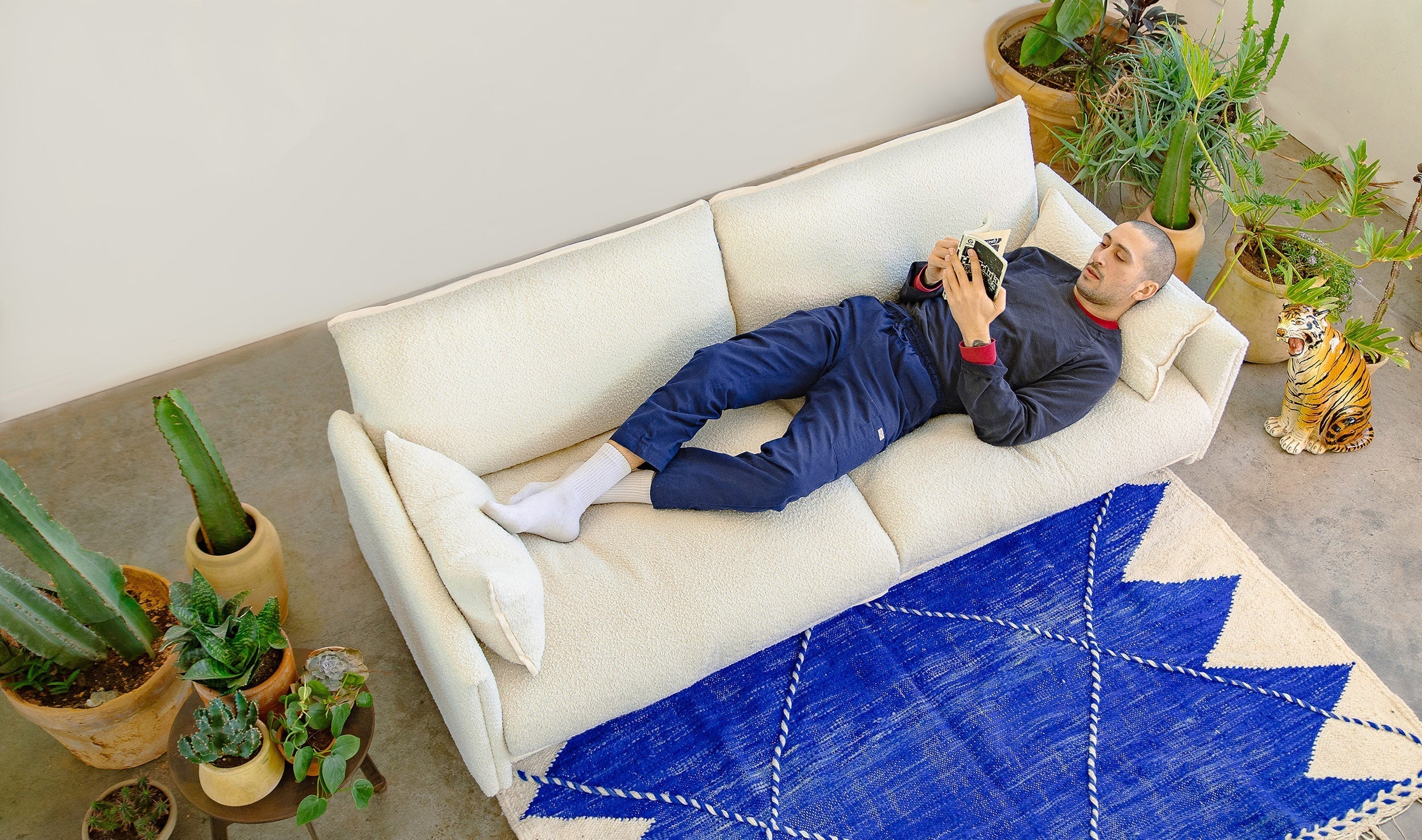 Cozmo Sofas - Cozy 2 Seater Sofa - Ecru Boucle - Natural Legs - Lifestyle detail