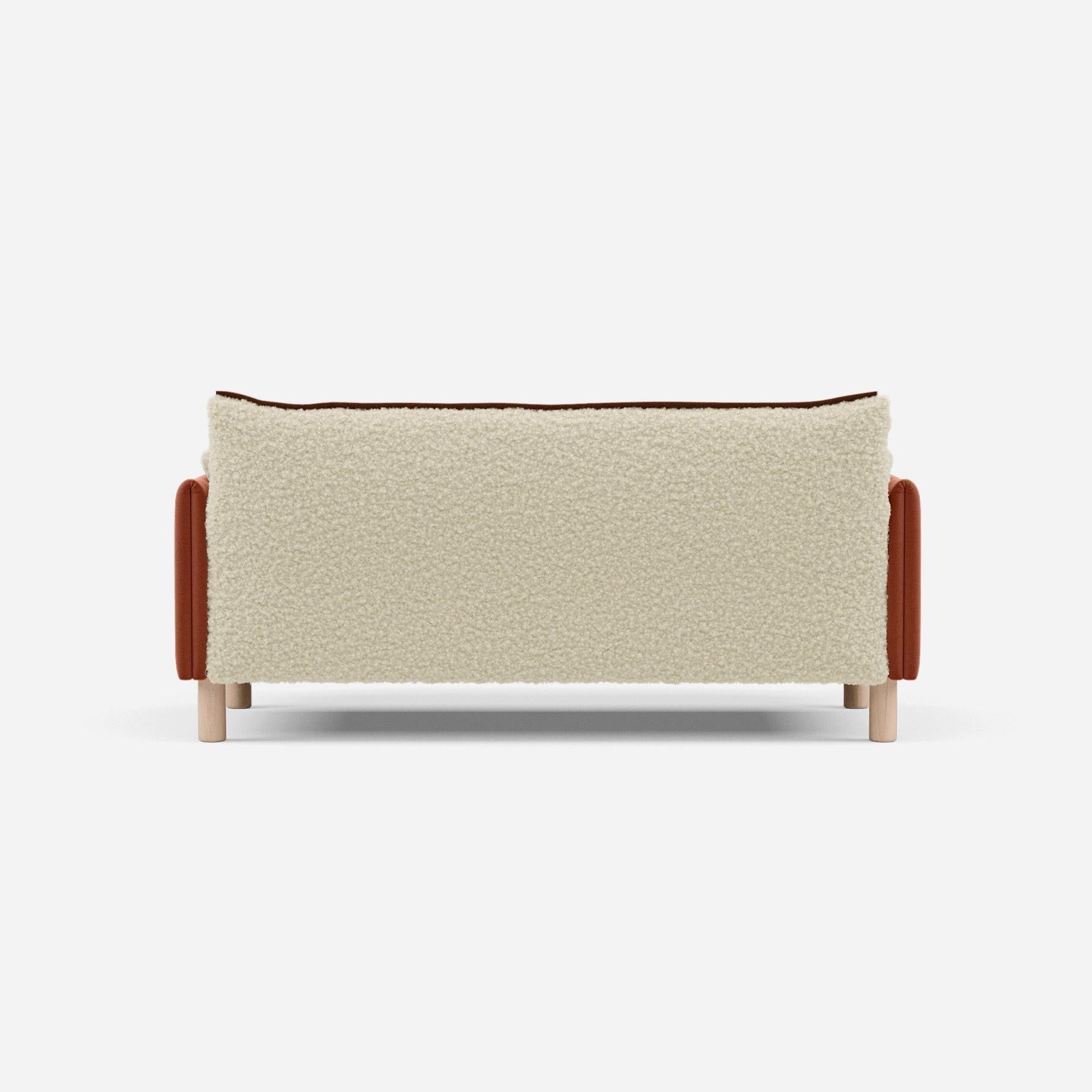 Cozmo Sofas - Cozy 2 Seater Sofa - Rust Velvet - Natural Legs - Rear angle view