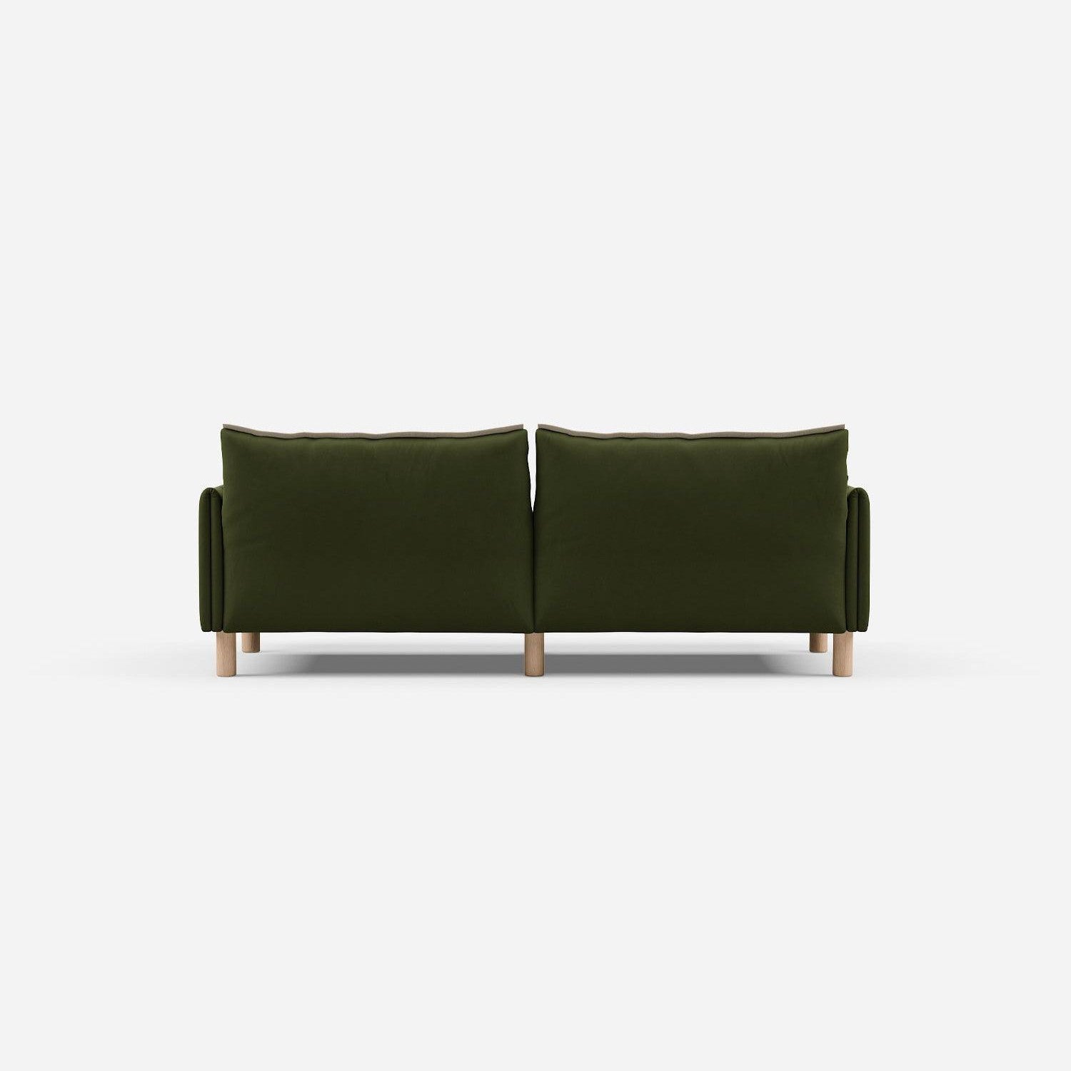 3 Seater Chaise Corner Left Hand Sofa | Velvet Dark Green - Cozmo @ Dark Green Velvet Jacket | Natural Trim