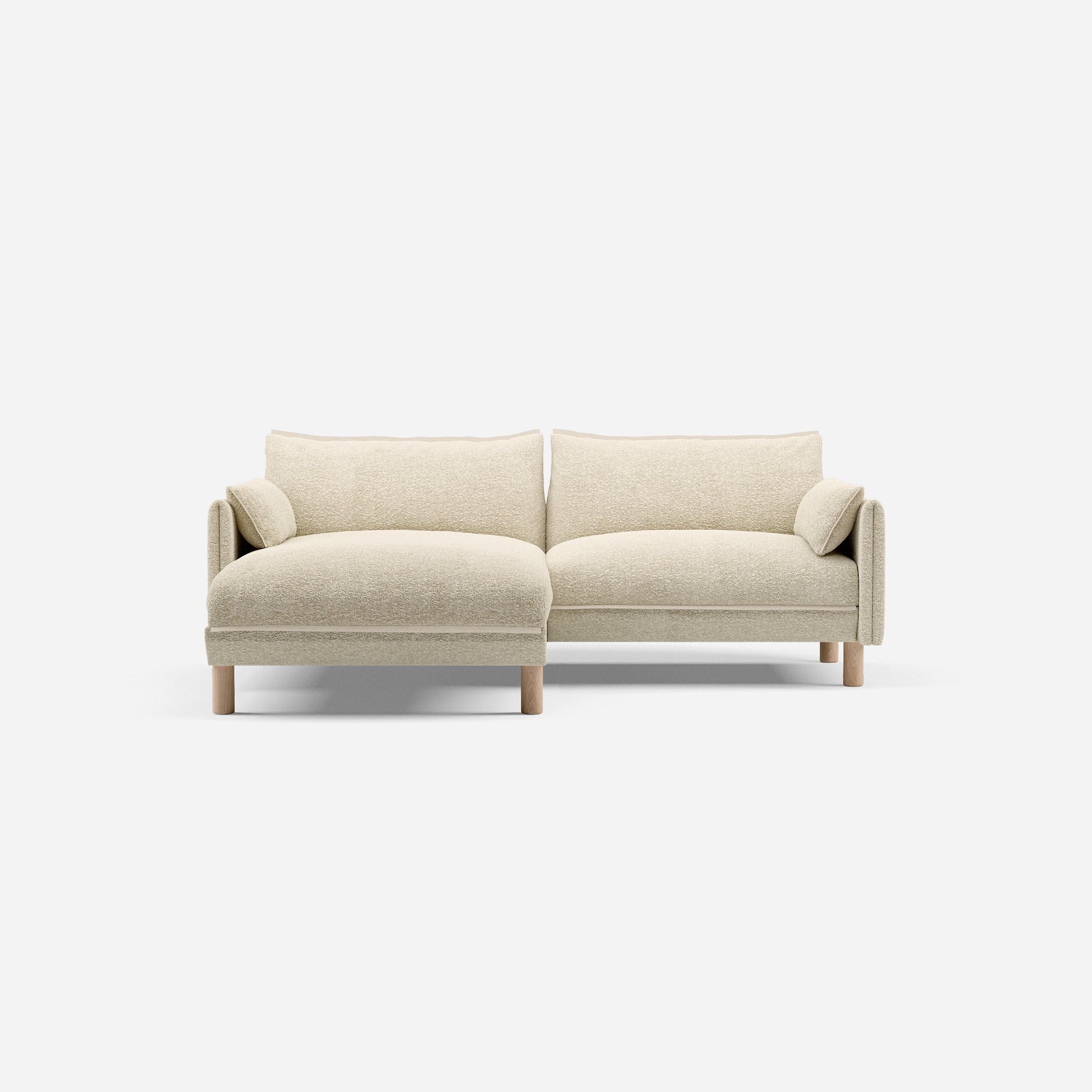 3 Seater Chaise Corner Left Hand Sofa | Boucle Ecru - Cozmo @ Ecru Boucle Jacket | Natural Trim