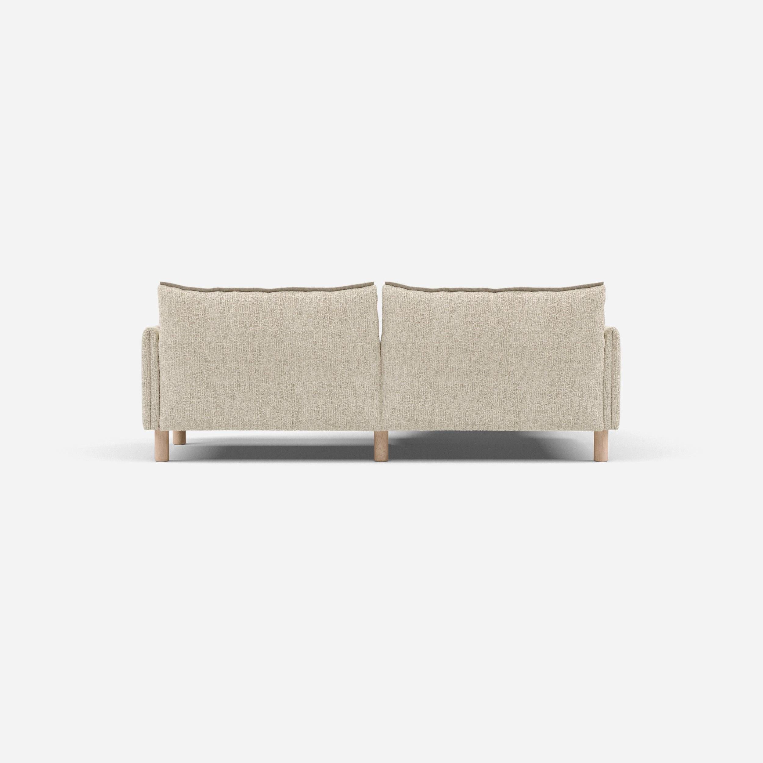 3 Seater Chaise Corner Left Hand Sofa | Boucle Ecru - Cozmo @ Ecru Boucle Jacket | Natural Trim