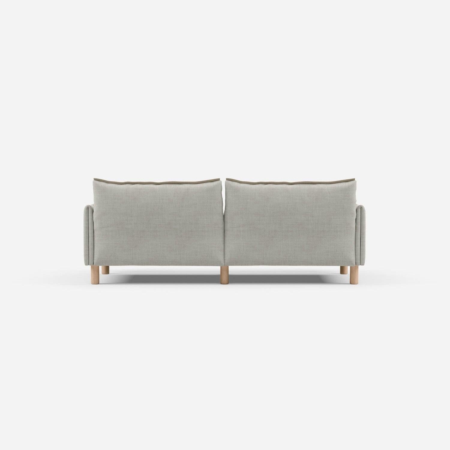 3 Seater Chaise Corner Left Hand Sofa  | Weave Ecru / Fleece Cream - Cozmo @ Ecru Weave Jacket | Natural Trim