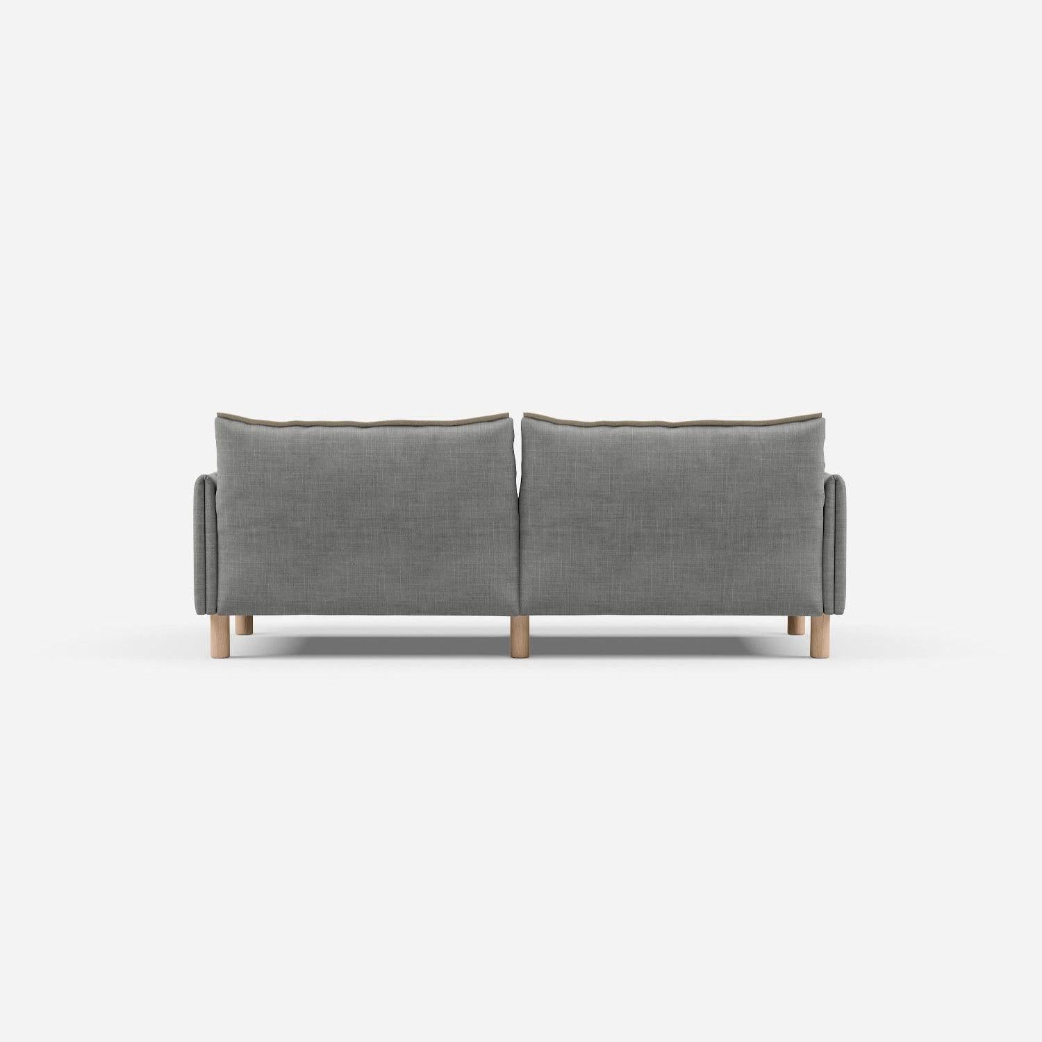 3 Seater Chaise Corner Left Hand Sofa | Weave Light Grey / Fleece Cream - Cozmo @ Light Grey Weave Jacket | Natural Trim