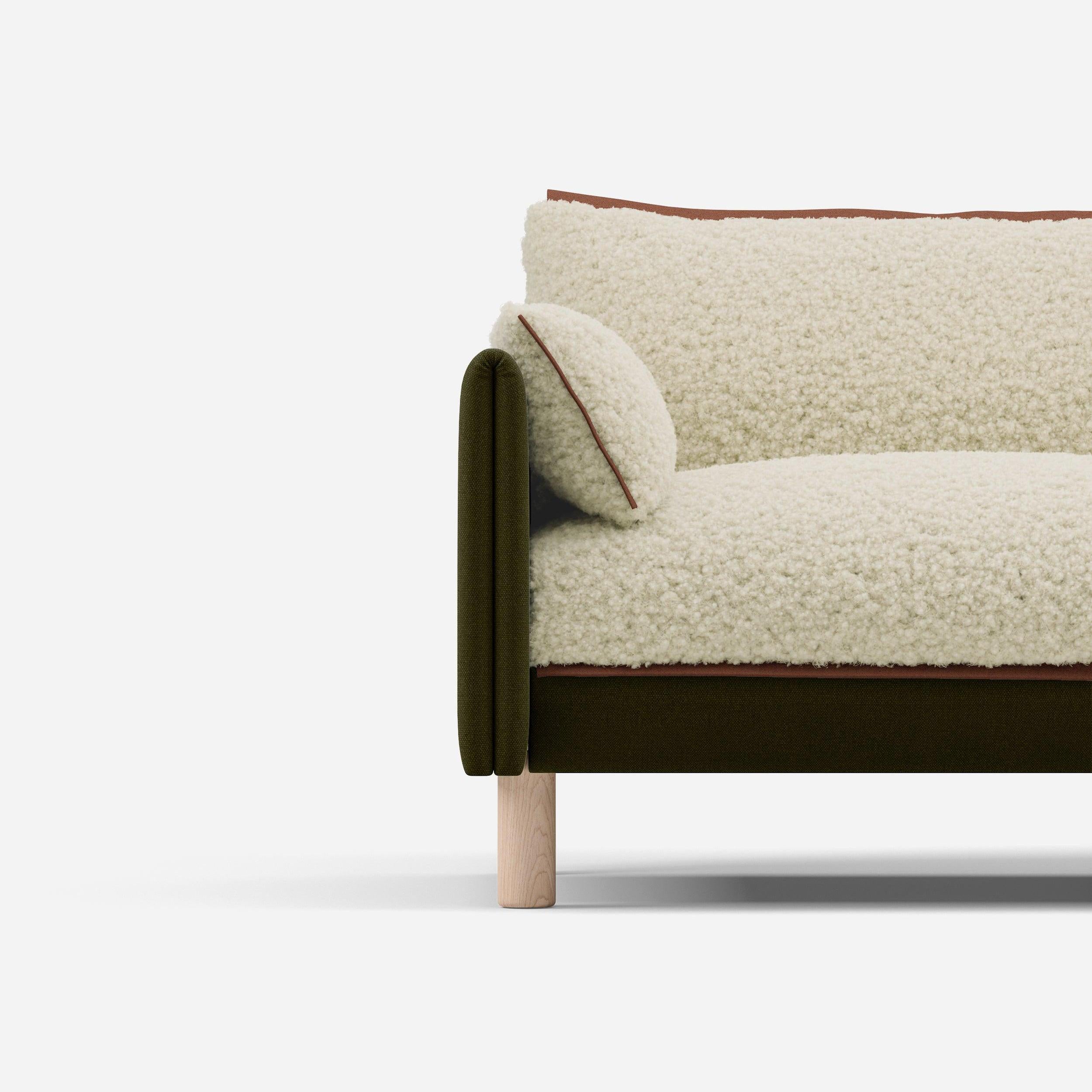 3 Seater Chaise Corner Left Hand Sofa | Cotton Meadow - Cozmo @ Cream Fleece Jacket | Brick Trim