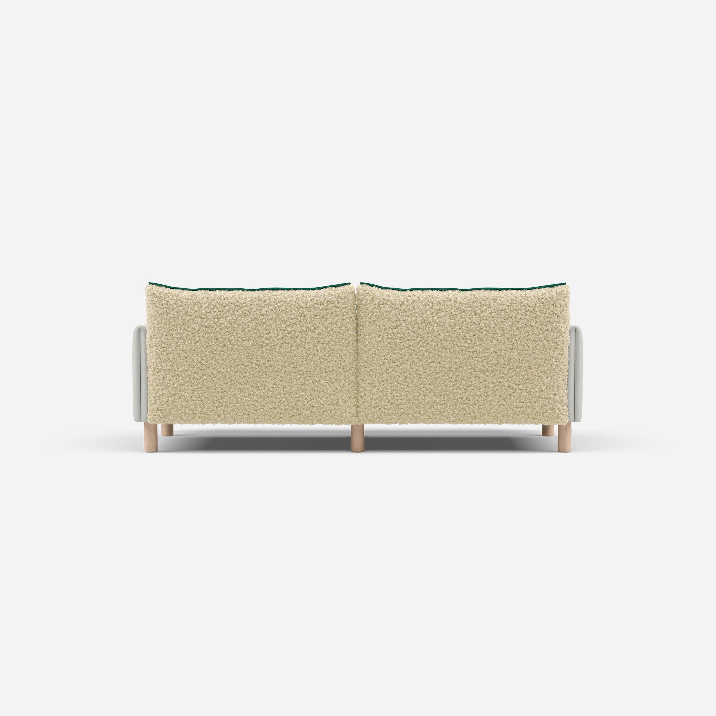 @ Cream Fleece Jacket | Green Trim