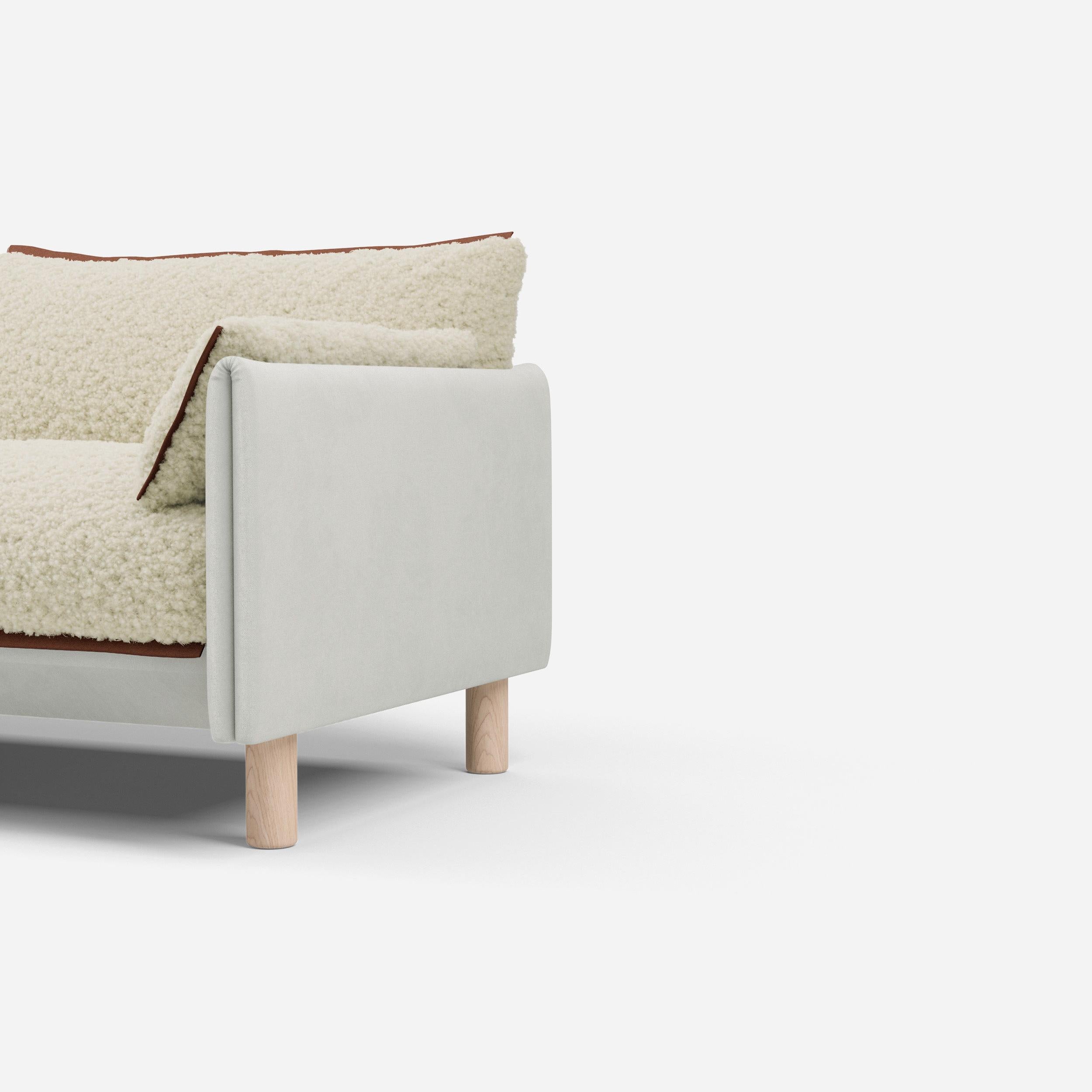 3 Seater Chaise Corner Left Hand Sofa | Cotton Natural - Cozmo @ Cream Fleece Jacket | Brick Trim