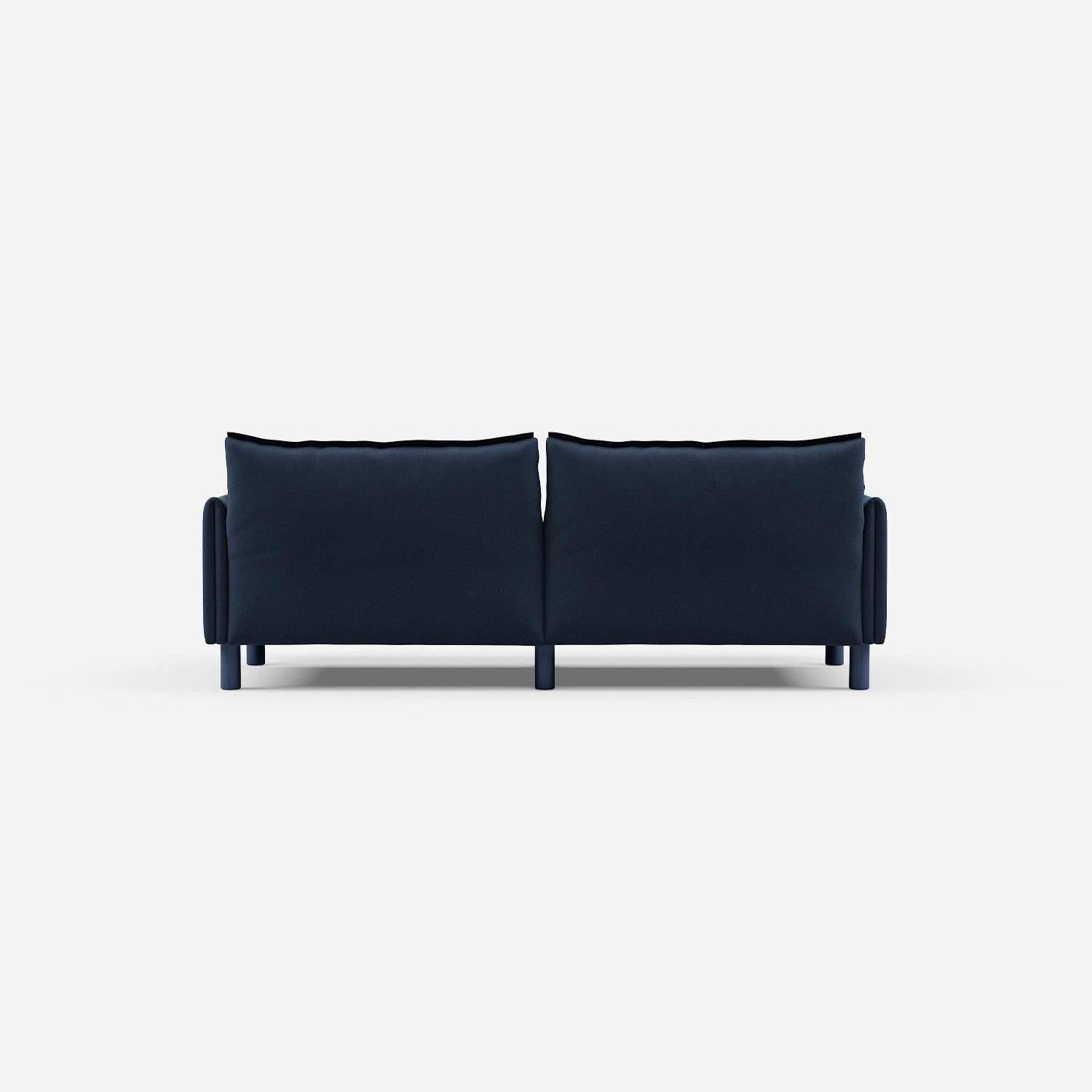 3 Seater Chaise Corner Left Hand Sofa | Cotton Navy  / Fleece Navy - Cozmo @ Navy Cotton Jacket | Dark Blue Trim