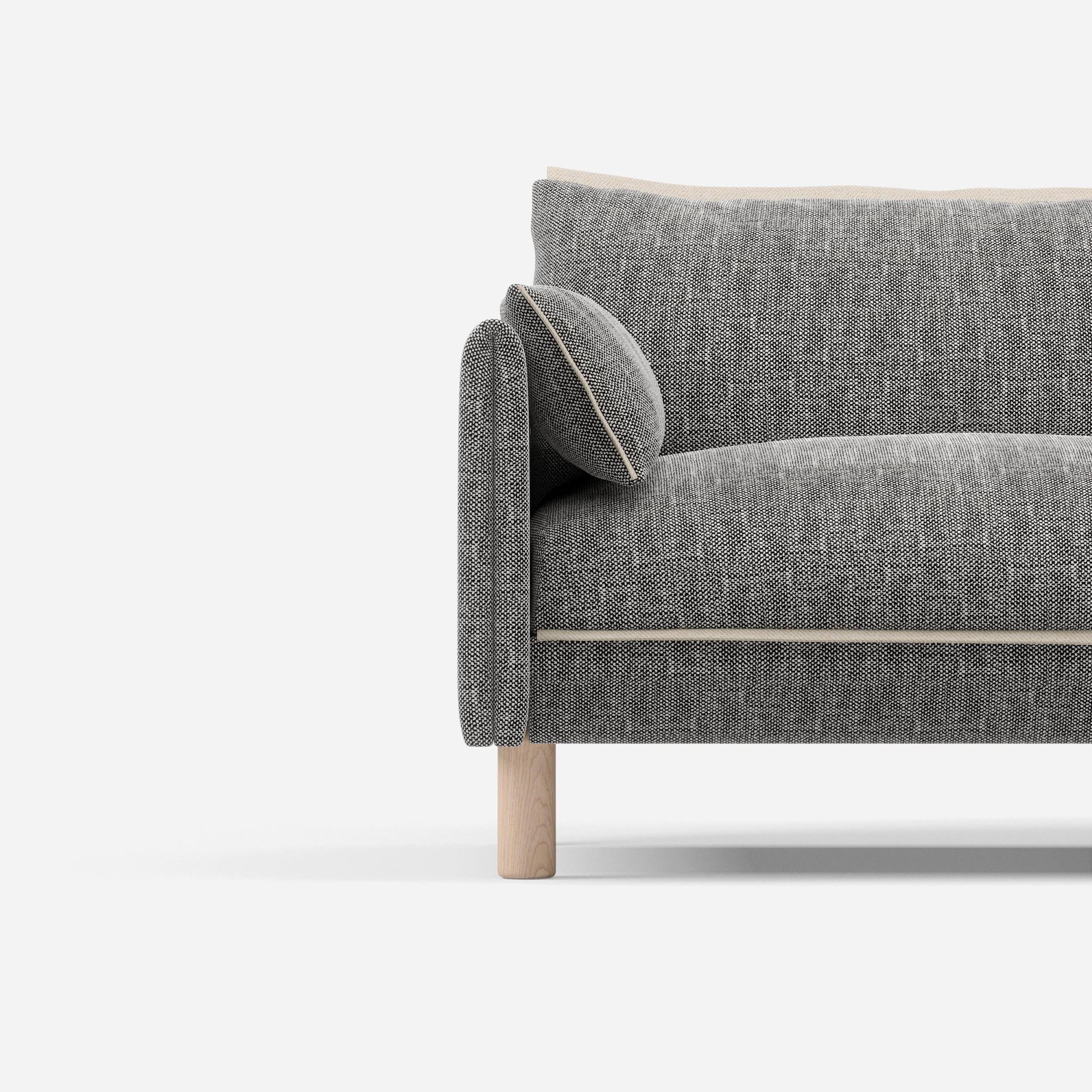 3 Seater Chaise Corner Left Hand Sofa | Textured Weave Salt & Pepper - Cozmo @ Salt & Pepper Textured Weave Jacket | Natural Trim