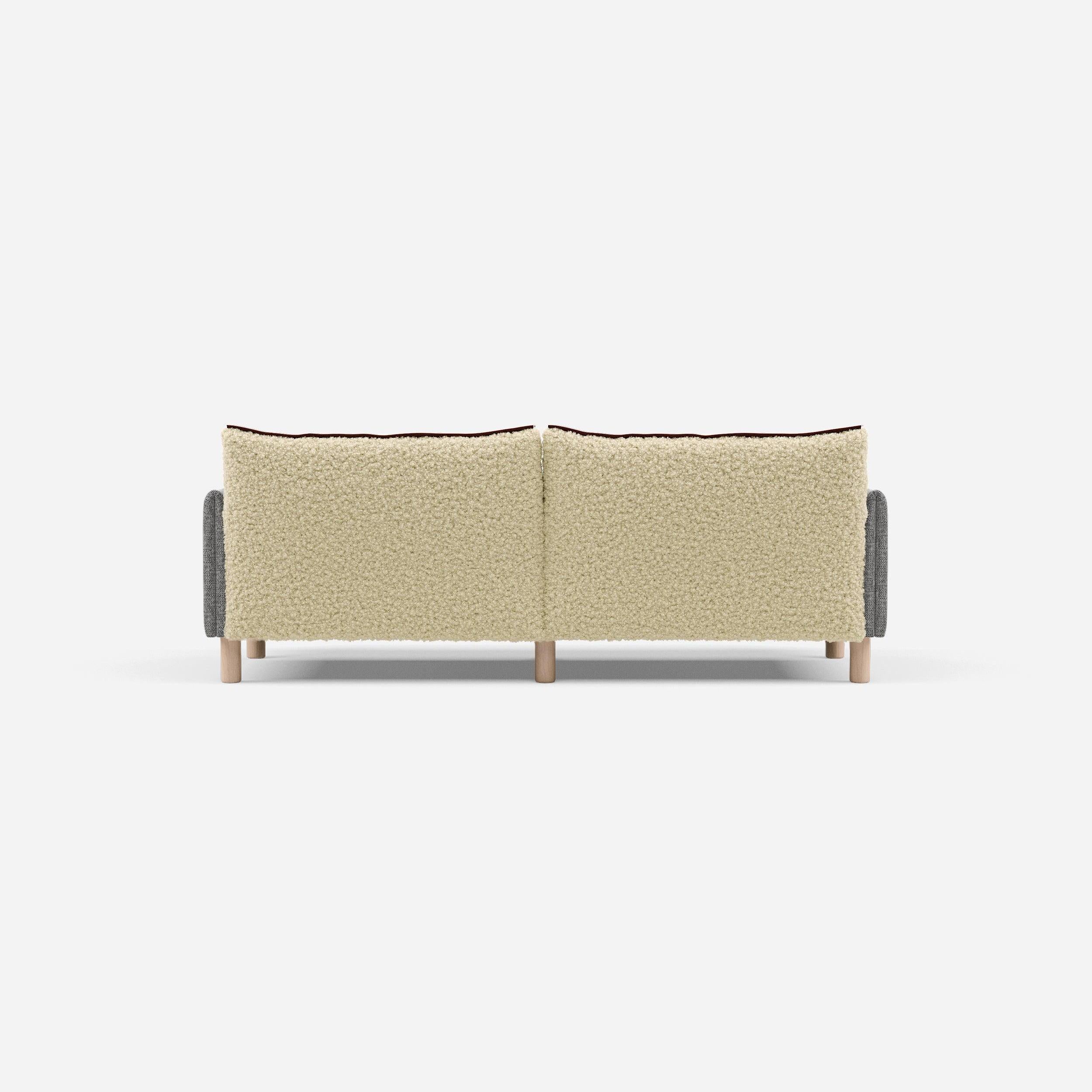 3 Seater Chaise Corner Left Hand Sofa | Textured Weave Salt & Pepper - Cozmo @ Cream Fleece Jacket | Brick Trim