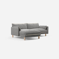 3 Seater Chaise Corner Left Hand Sofa | Textured Weave Salt & Pepper - Cozmo @ Salt & Pepper Textured Weave Jacket | Natural Trim