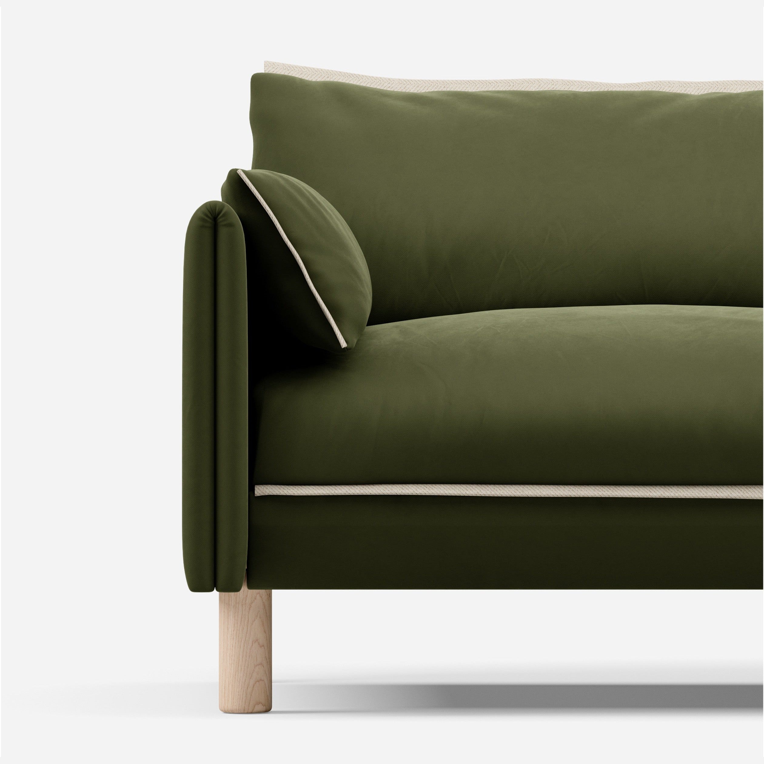 3 Seater Chaise Corner Right Hand Sofa | Velvet Dark Green - Cozmo @ Dark Green Velvet Jacket | Natural Trim