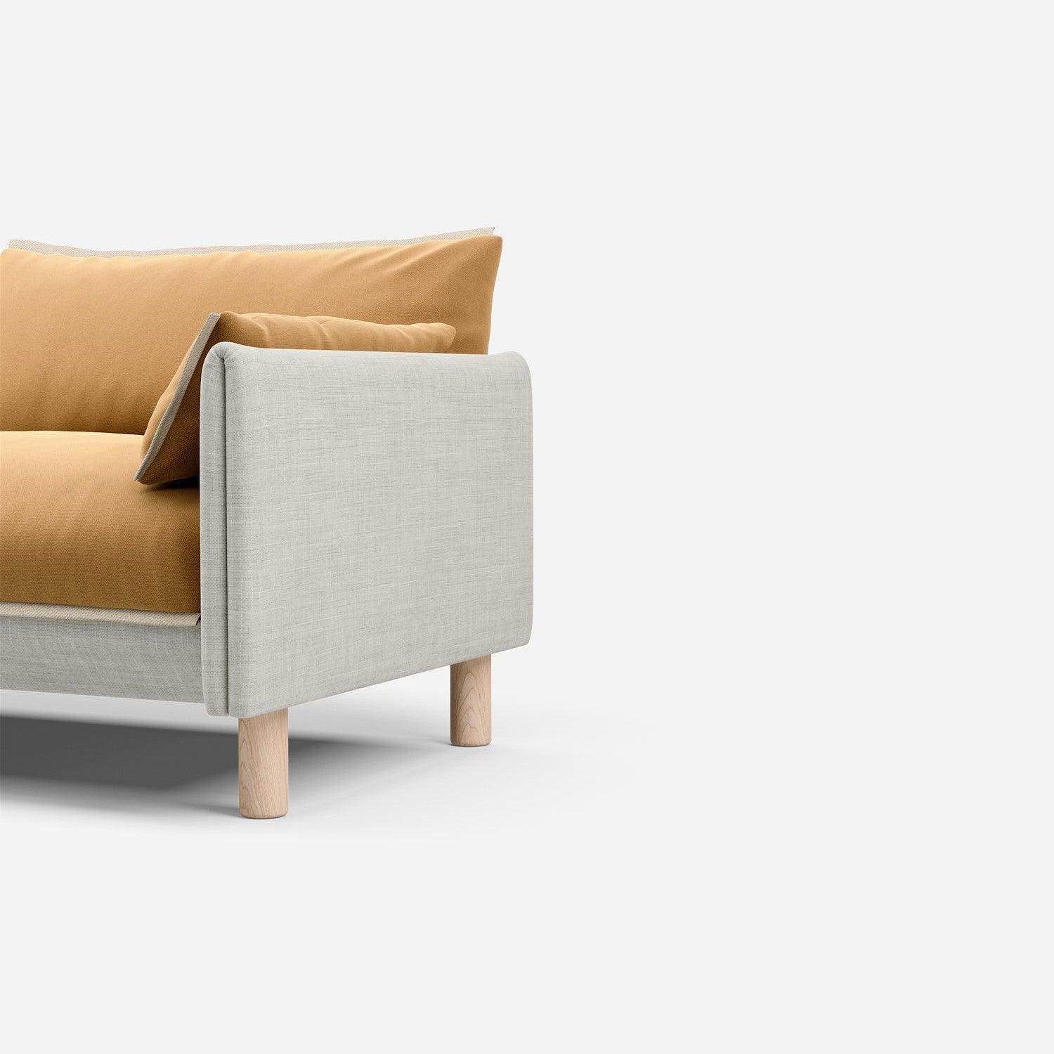 3 Seater Chaise Corner Right Hand Sofa | Weave Ecru - Cozmo @ Ochre Cotton Jacket | Natural Trim
