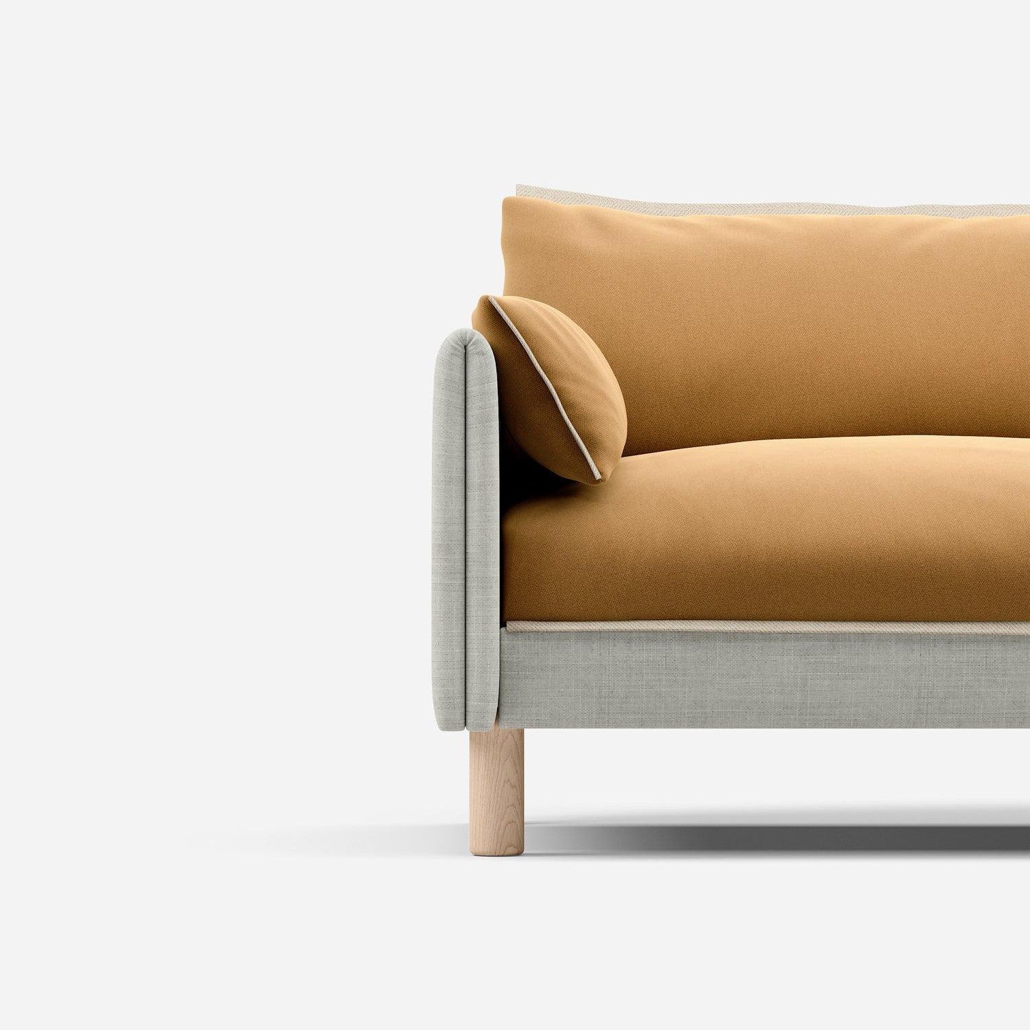 3 Seater Chaise Corner Right Hand Sofa | Weave Ecru - Cozmo @ Ochre Cotton Jacket | Natural Trim