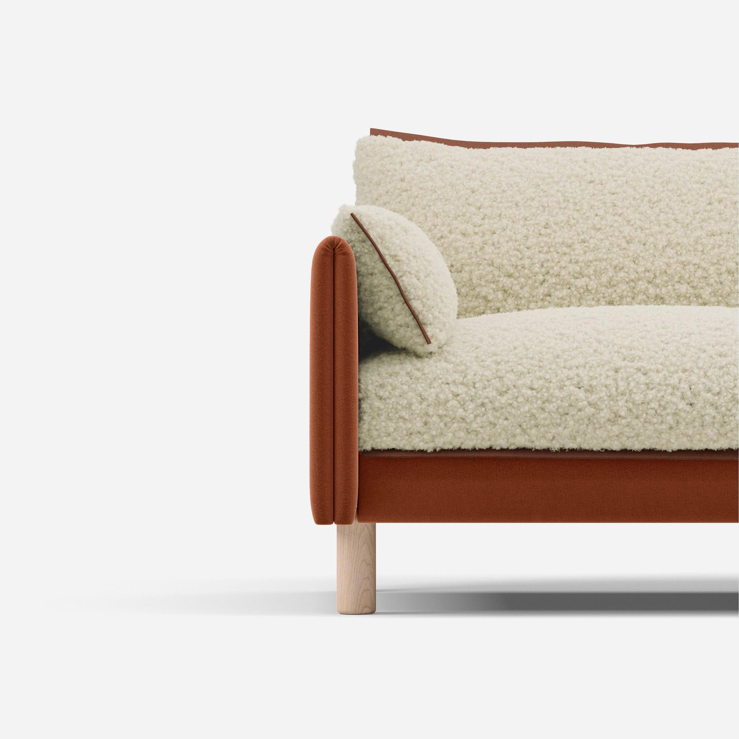 3 Seater Chaise Corner Right Hand Sofa | Cotton Henna - Cozmo @ Cream Fleece Jacket | Brick Trim
