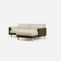 3 Seater Chaise Corner Right Hand Sofa | Cotton Meadow - Cozmo @ Cream Fleece Jacket | Brick Trim