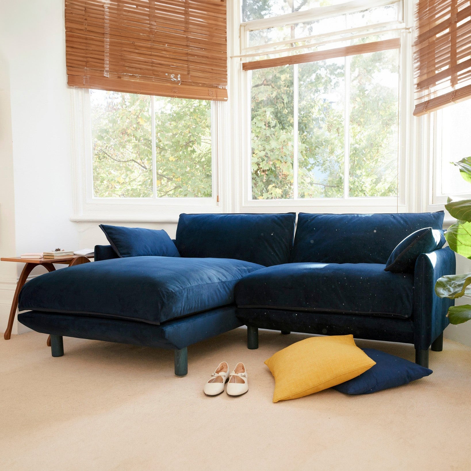 Cozy 3 Seater LH Chaise Sofa | Midnight Blue Velvet