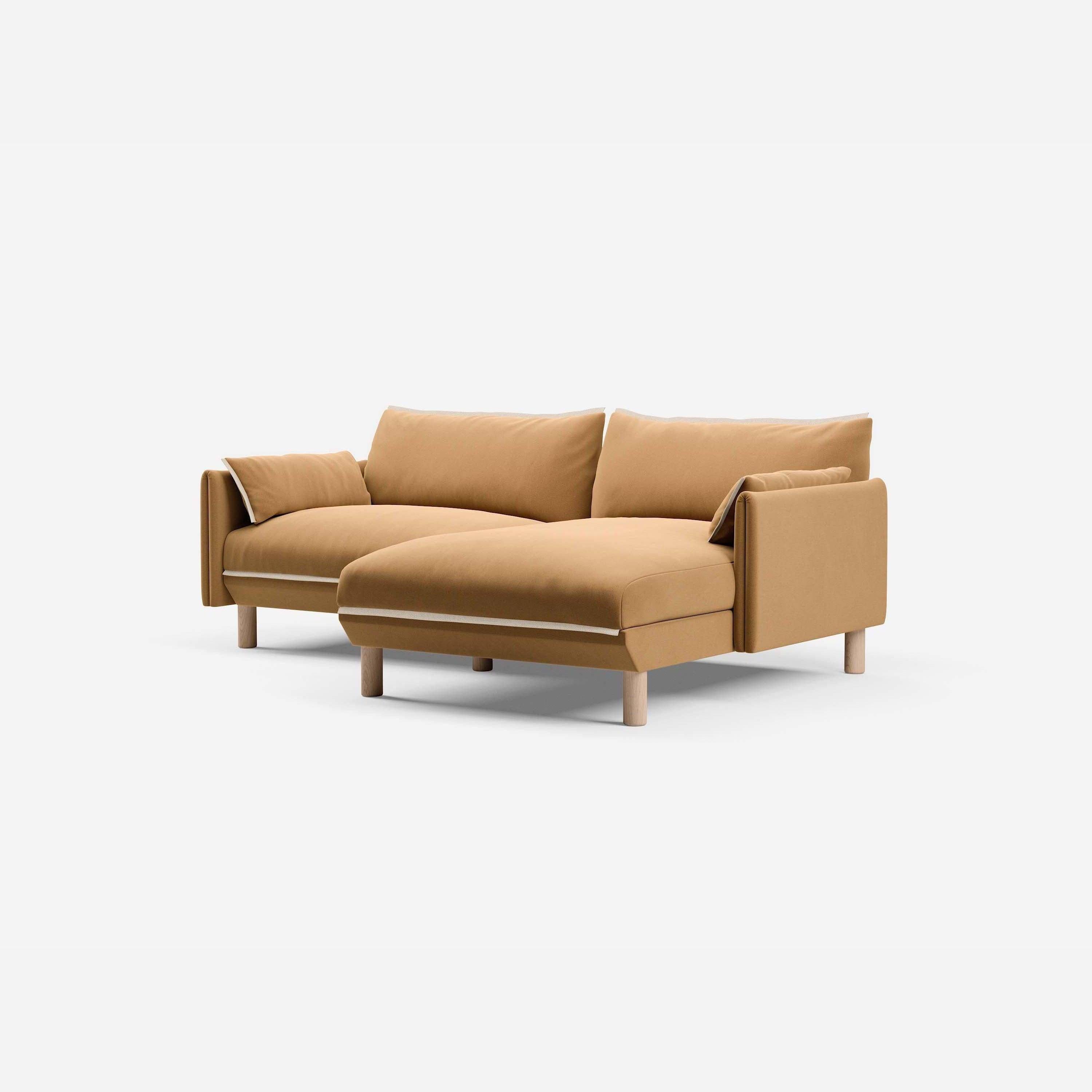 3 Seater Chaise Corner Right Hand Sofa | Cotton Ochre - Cozmo @ Ochre Cotton Jacket | Natural Trim