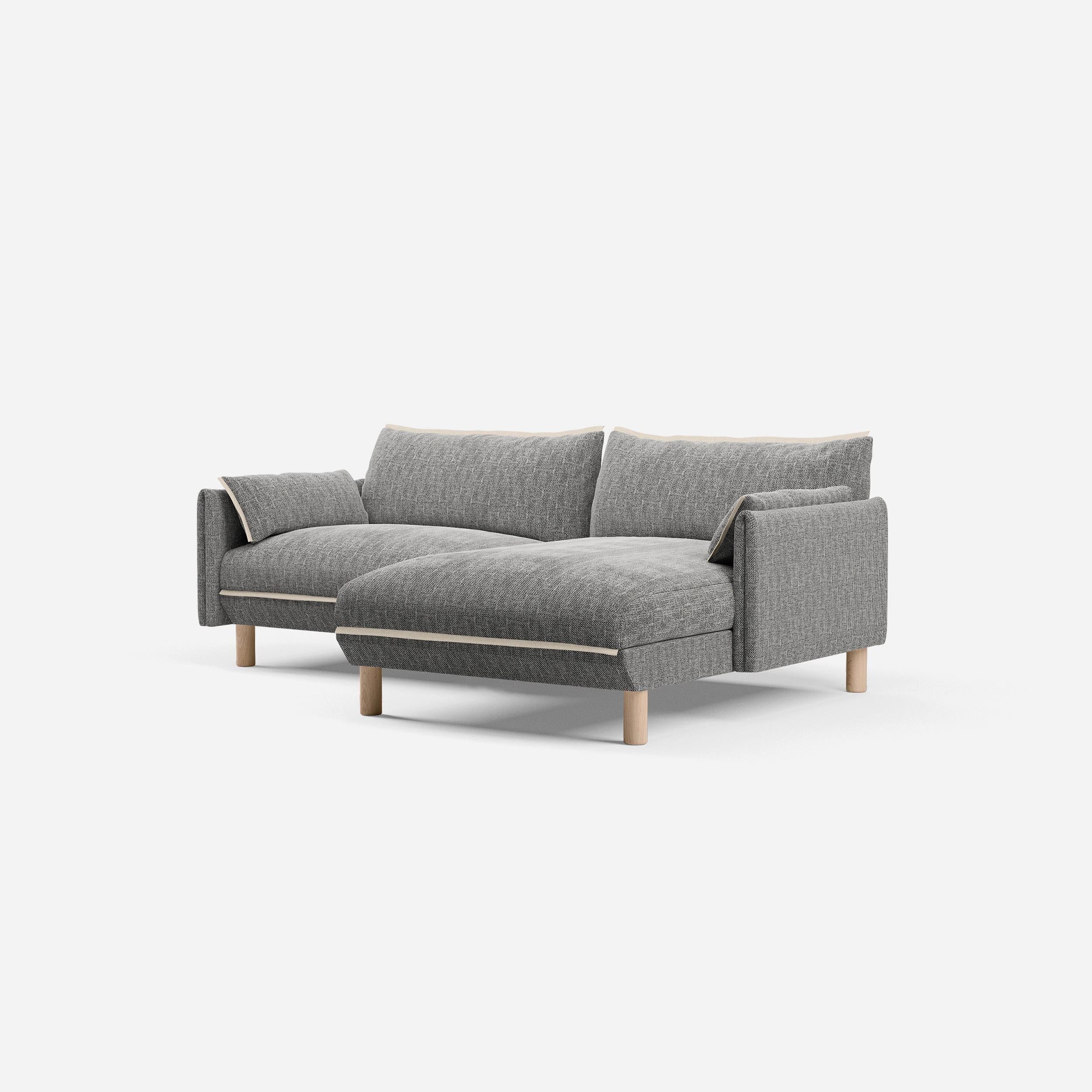3 Seater Chaise Corner Right Hand Sofa | Textured Weave Salt & Pepper - Cozmo @ Salt & Pepper Textured Weave Jacket | Natural Trim