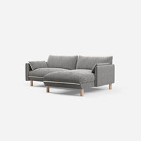 3 Seater Chaise Corner Right Hand Sofa | Textured Weave Salt & Pepper - Cozmo @ Salt & Pepper Textured Weave Jacket | Natural Trim