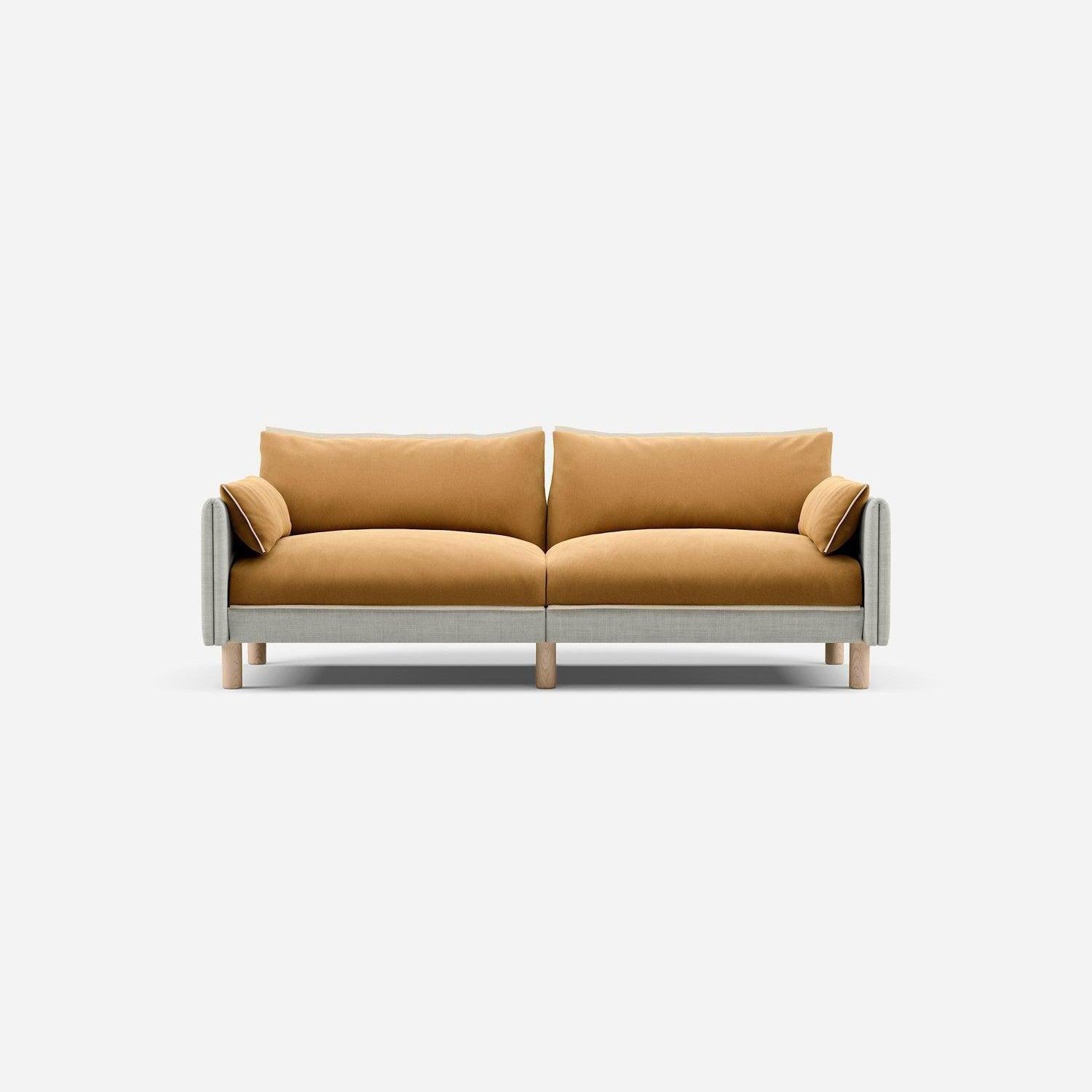 3 Seater Sofa | Weave Ecru - Cozmo @ Ochre Cotton Jacket | Natural Trim
