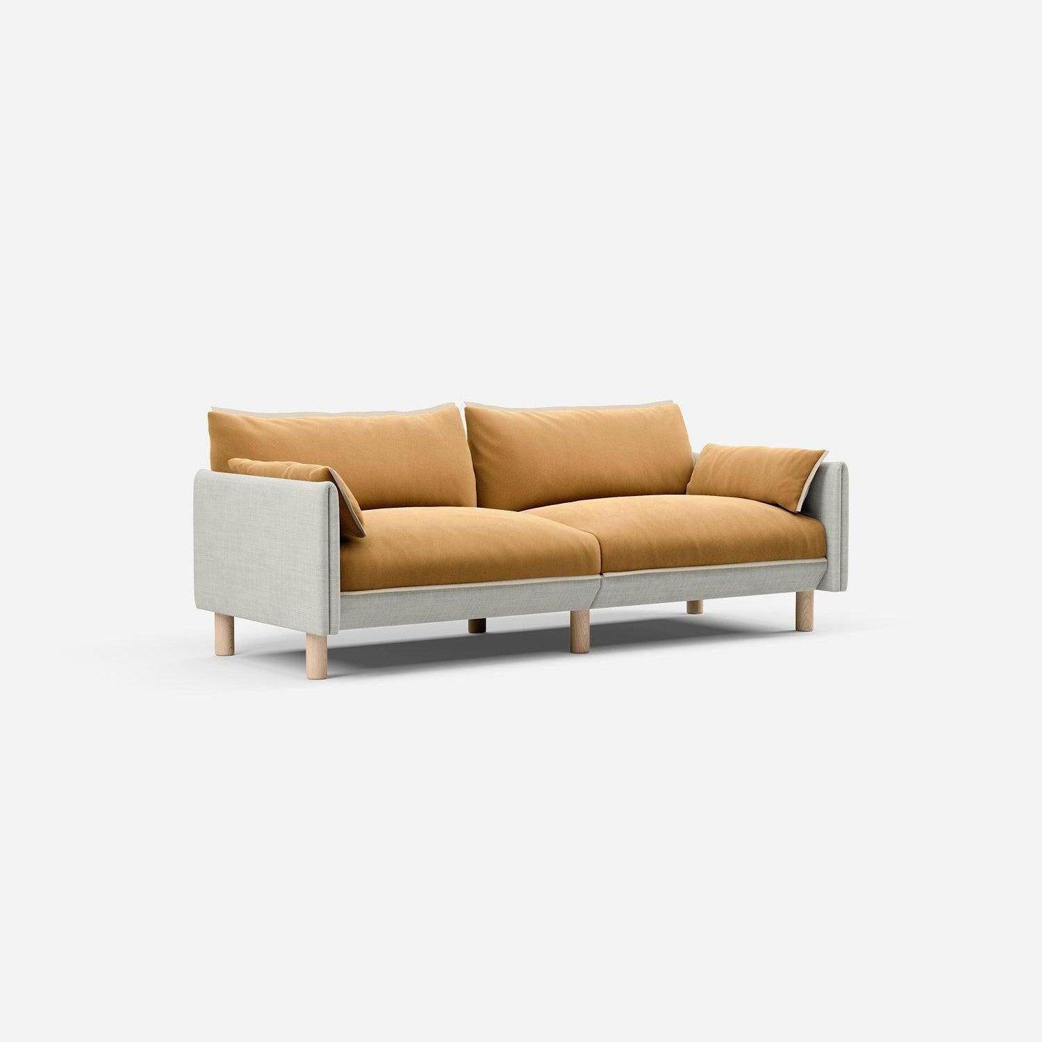3 Seater Sofa | Weave Ecru - Cozmo @ Ochre Cotton Jacket | Natural Trim