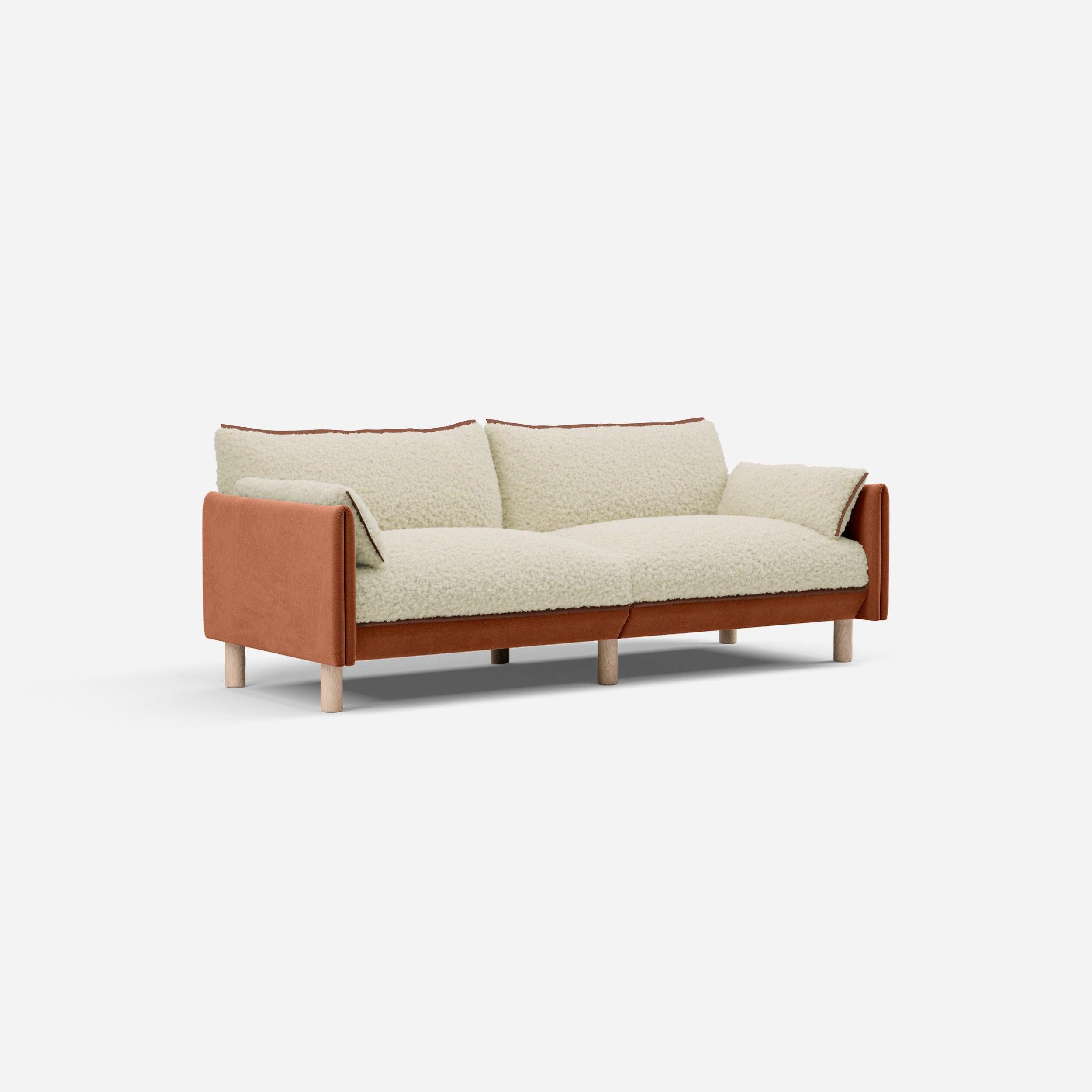 3 Seater Sofa | Cotton Henna - Cozmo @ Cream Fleece Jacket | Brick Trim