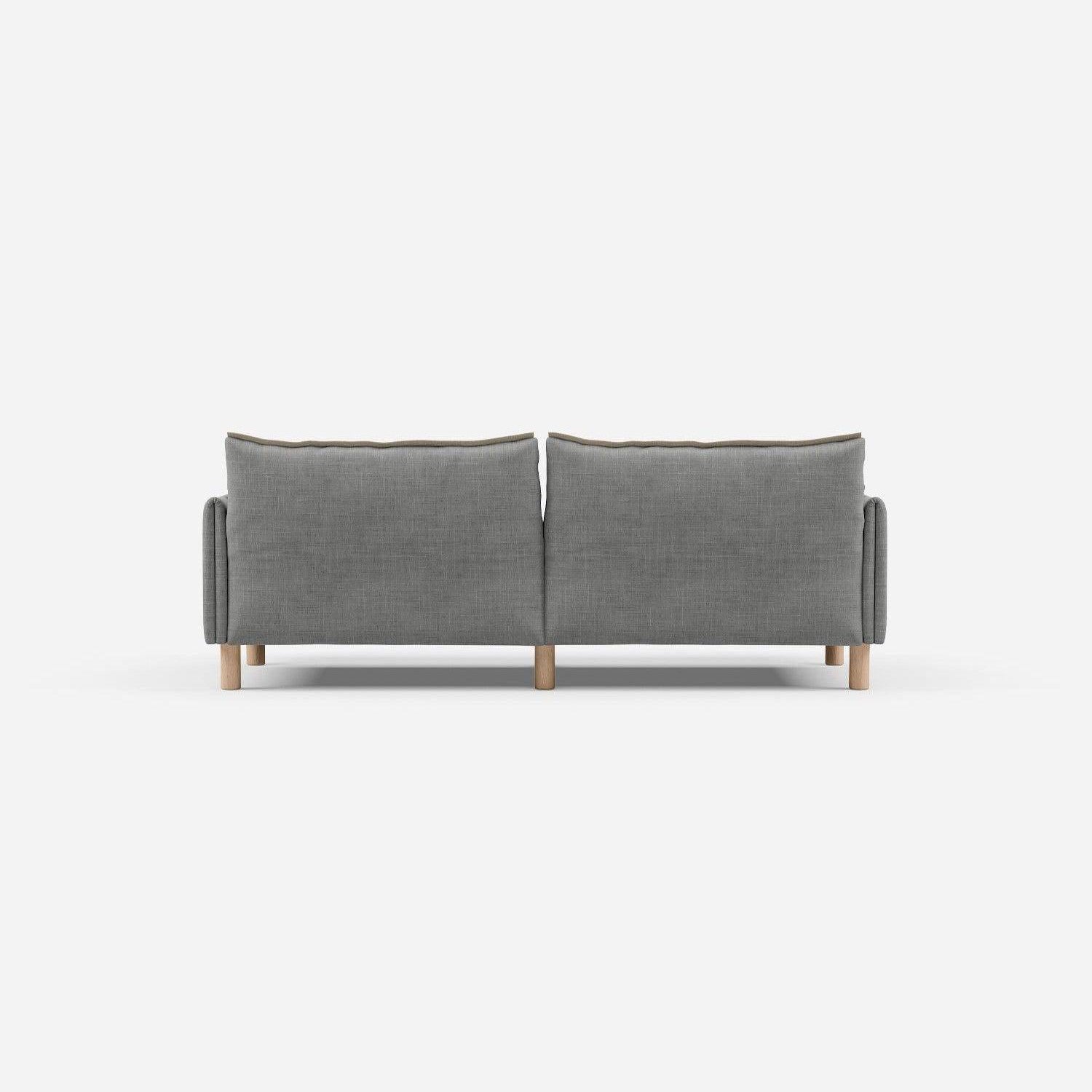 3 Seater Sofa | Weave Light Grey / Fleece Cream - Cozmo @ Light Grey Weave Jacket | Natural Trim