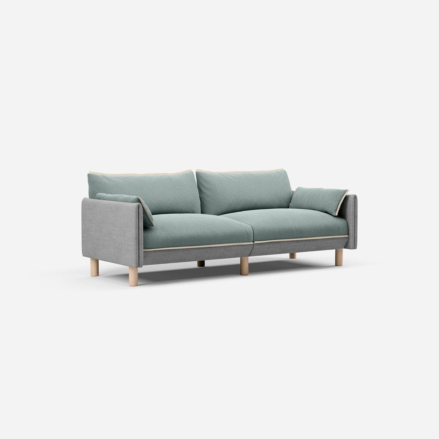 3 Seater Sofa | Weave Light Grey - Cozmo @ Sage Cotton Jacket | Natural Trim