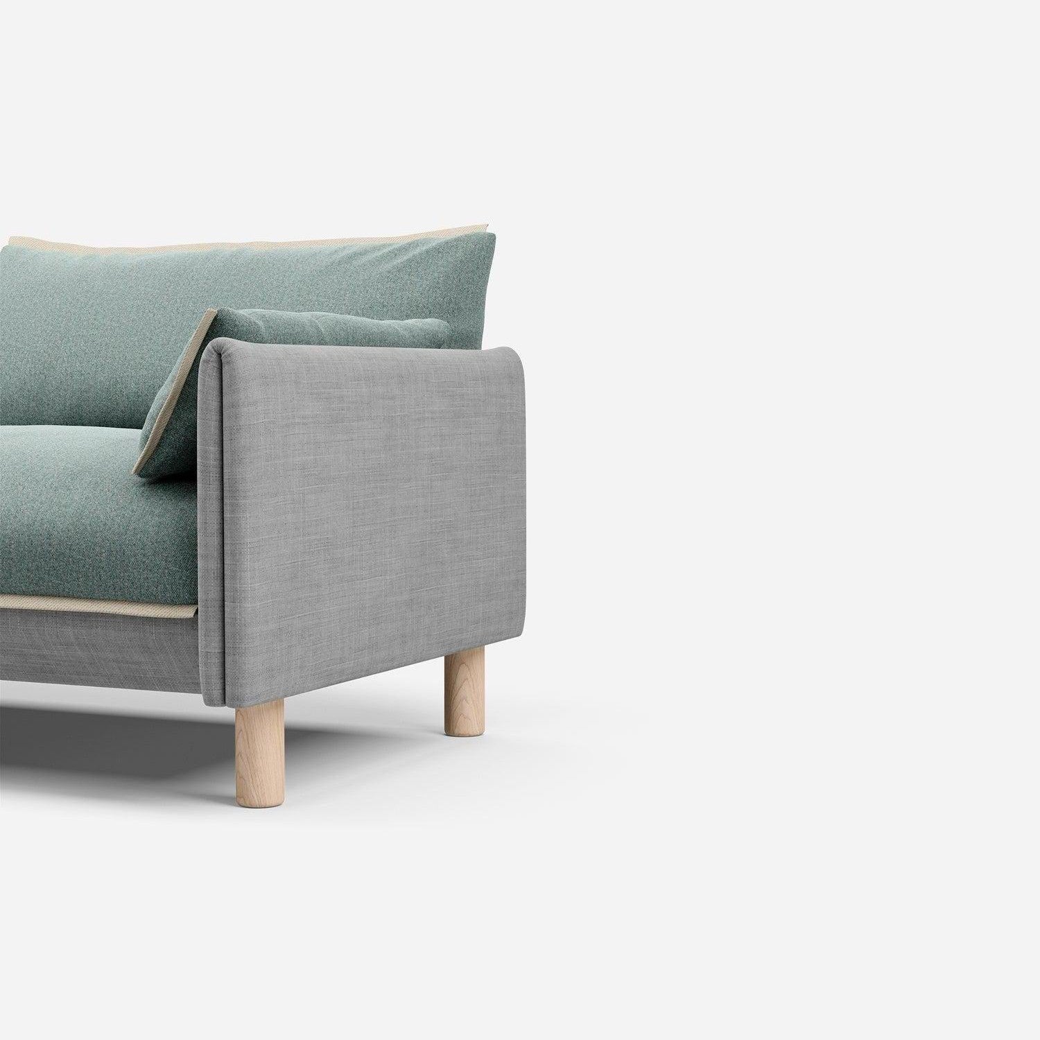 3 Seater Sofa | Weave Light Grey - Cozmo @ Sage Cotton Jacket | Natural Trim