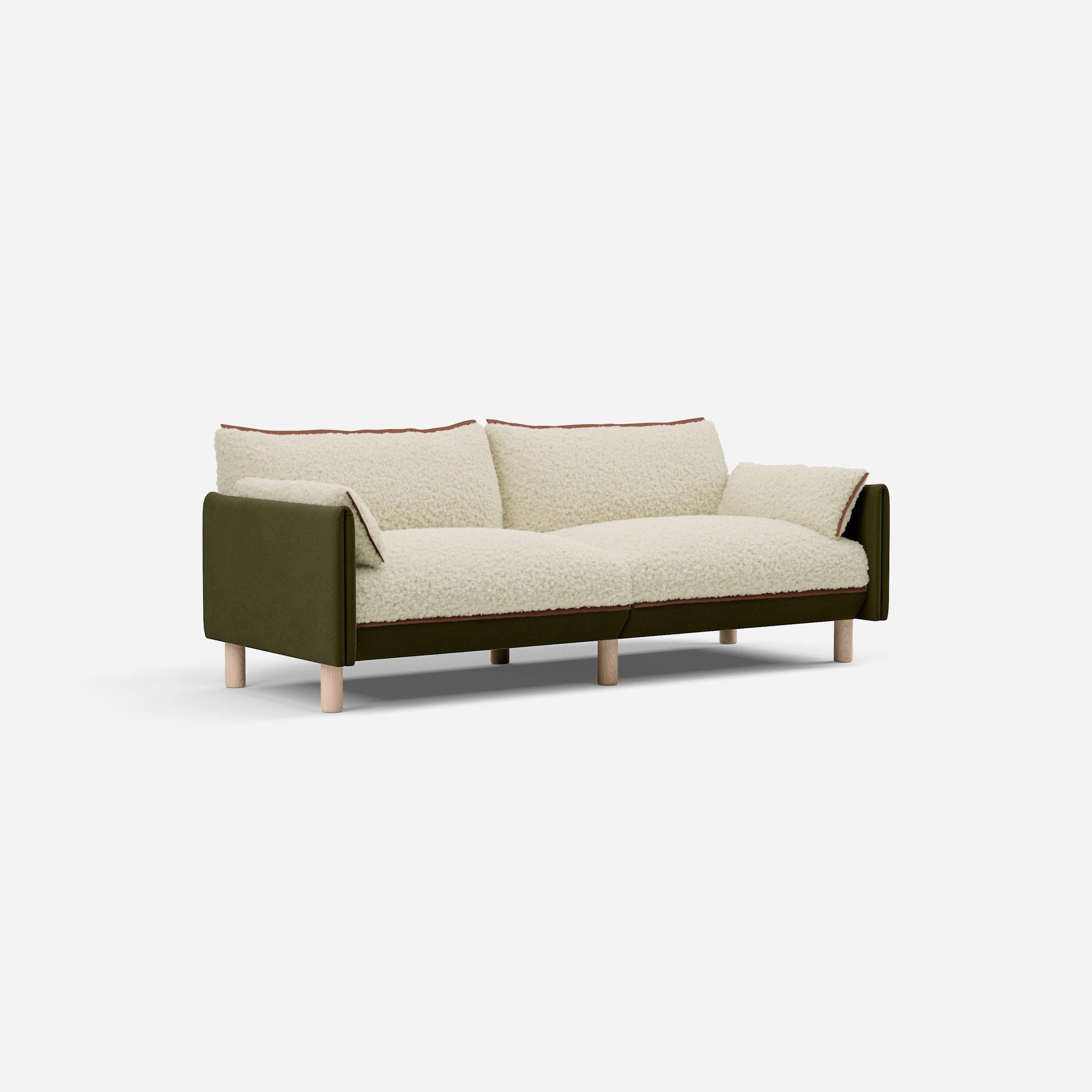 3 Seater Sofa | Cotton Meadow - Cozmo @ Cream Fleece Jacket | Brick Trim