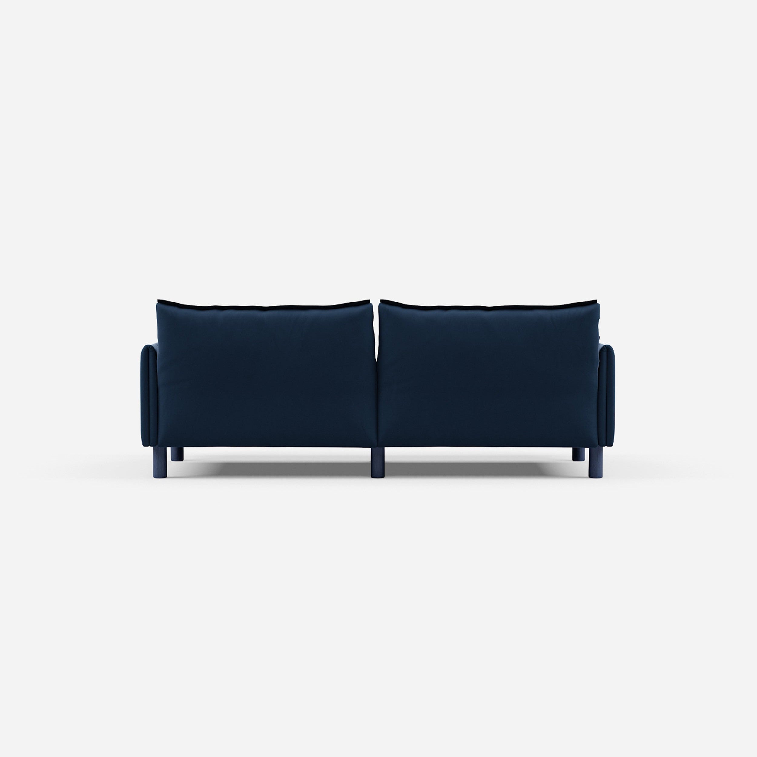 Cozmo Sofas - Cozy 3 Seater Sofa - Midnight Blue Velvet - Blue Legs - Rear view