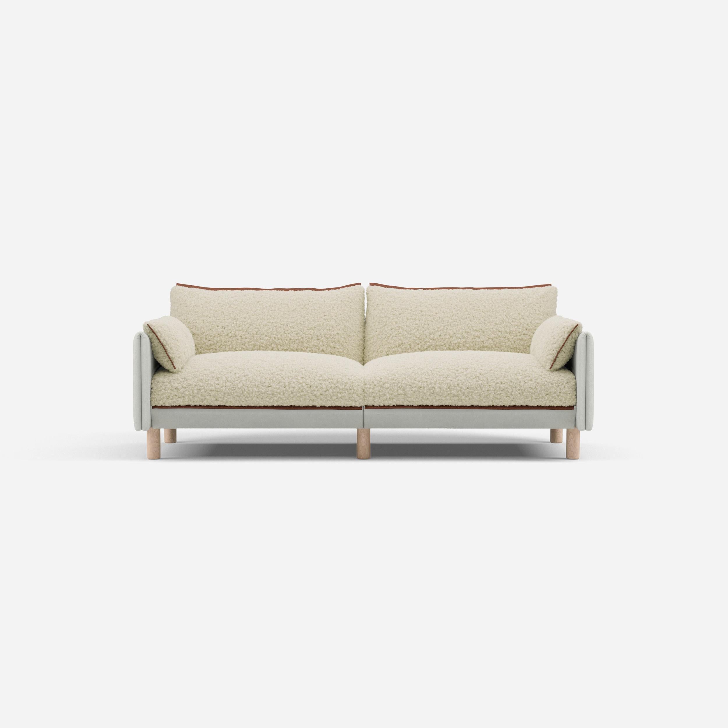 3 Seater Sofa | Cotton Natural - Cozmo @ Cream Fleece Jacket | Brick Trim