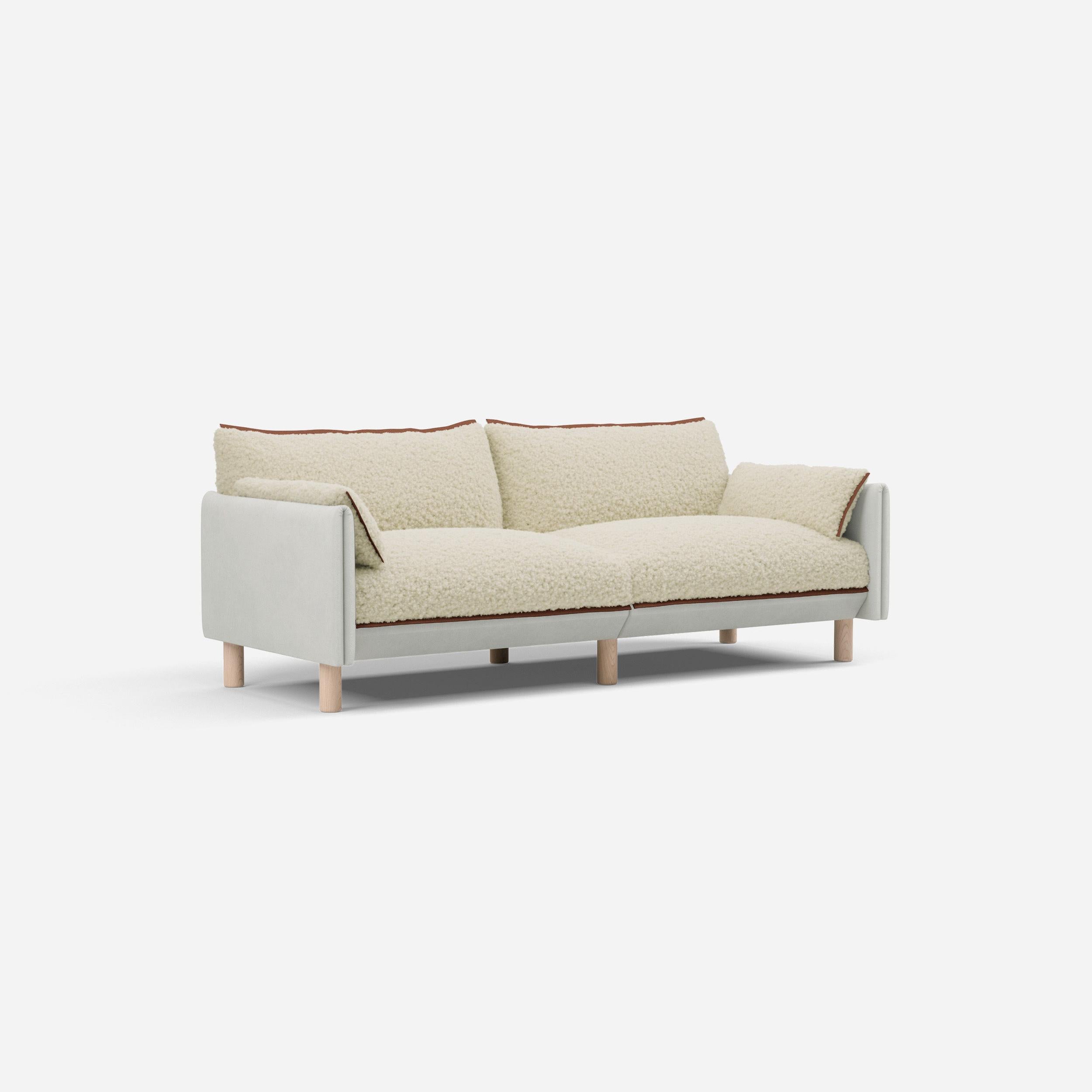 3 Seater Sofa | Cotton Natural - Cozmo @ Cream Fleece Jacket | Brick Trim