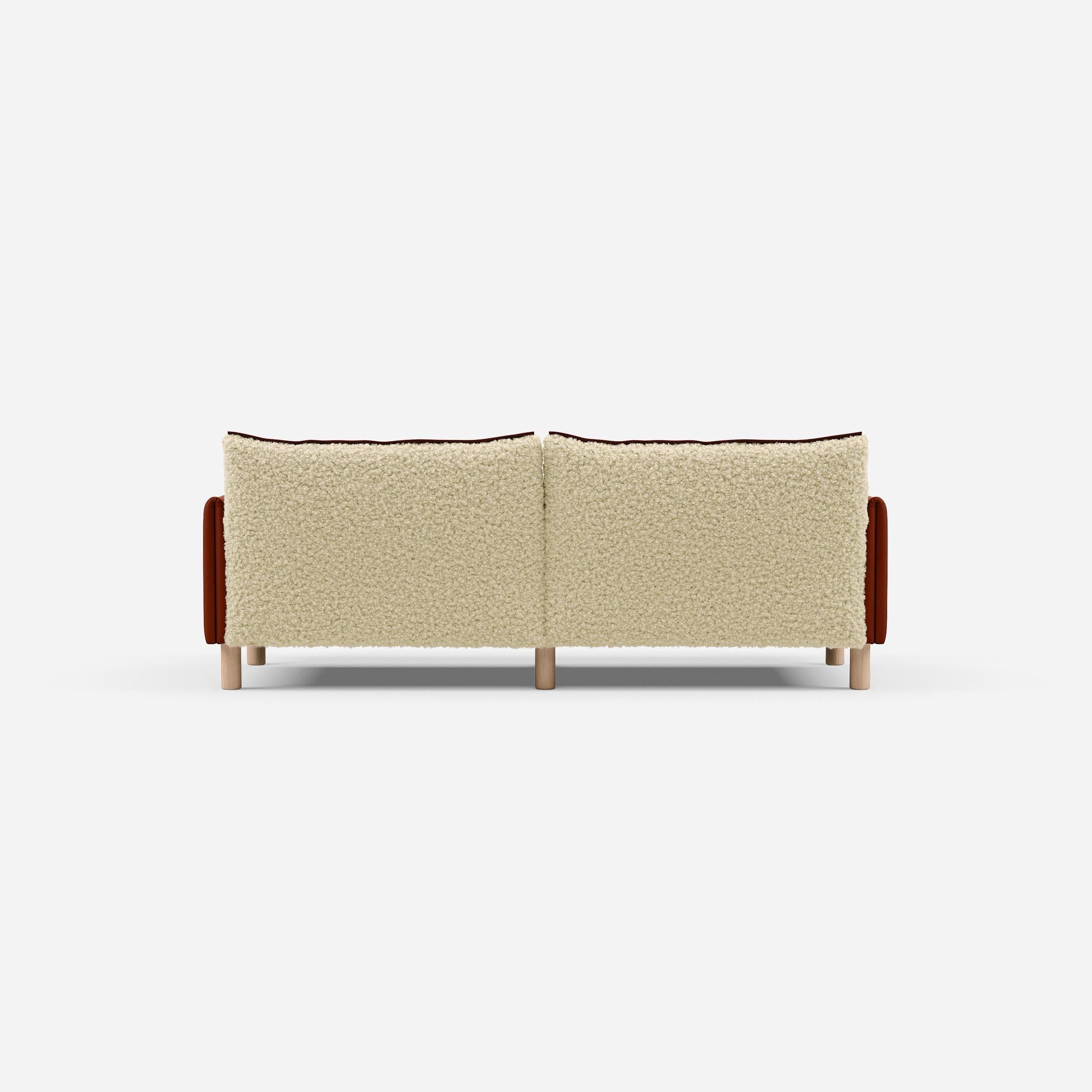 Cozmo Sofas - Cozy 3 Seater Sofa - Rust Velvet - Natural Legs - Rear angle view