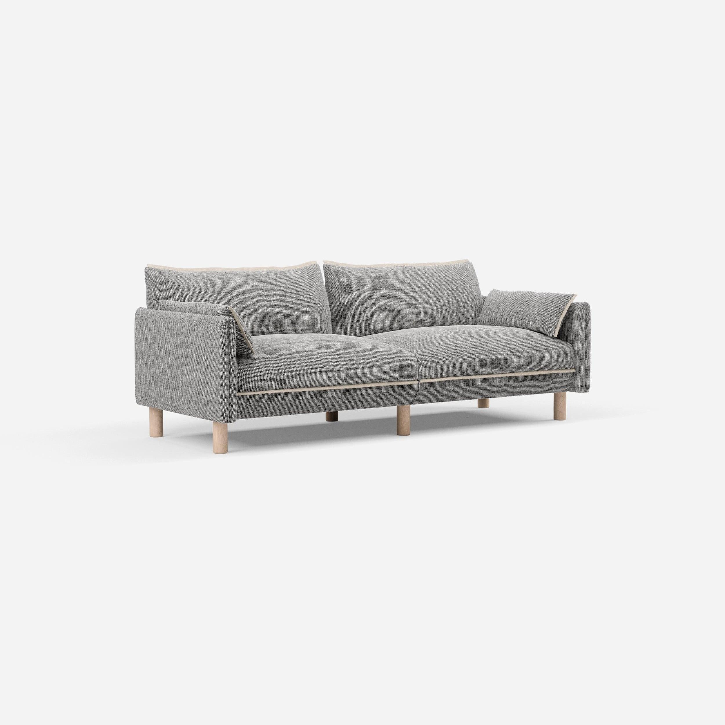 3 Seater Sofa | Textured Weave Salt & Pepper - Cozmo @ Salt & Pepper Textured Weave Jacket | Natural Trim