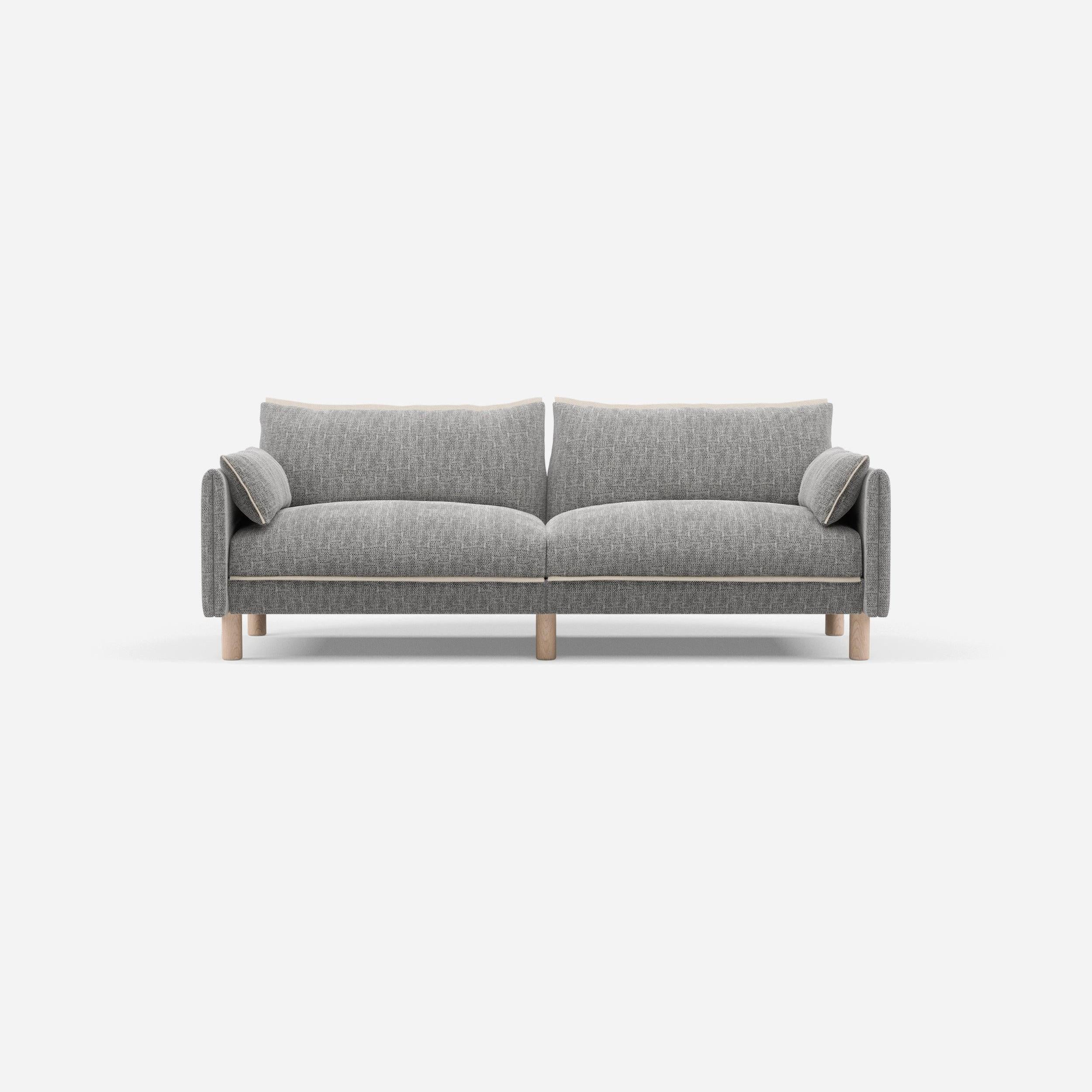 3 Seater Sofa | Textured Weave Salt & Pepper - Cozmo @ Salt & Pepper Textured Weave Jacket | Natural Trim