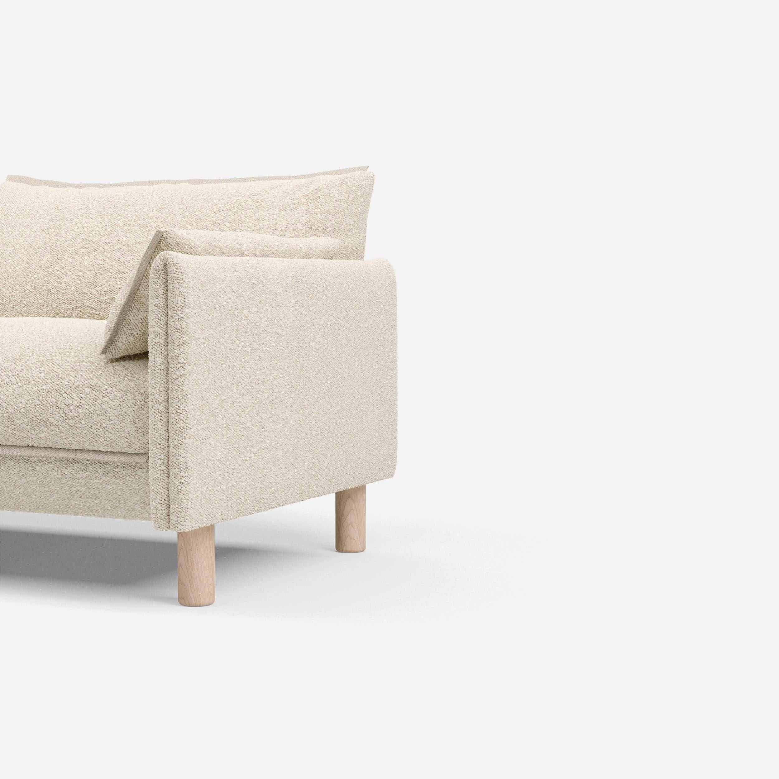 Cozmo Sofas - Cozy 4 Seater LH Chaise Sofa - Ecru Boucle - Natural Legs - Side angle view