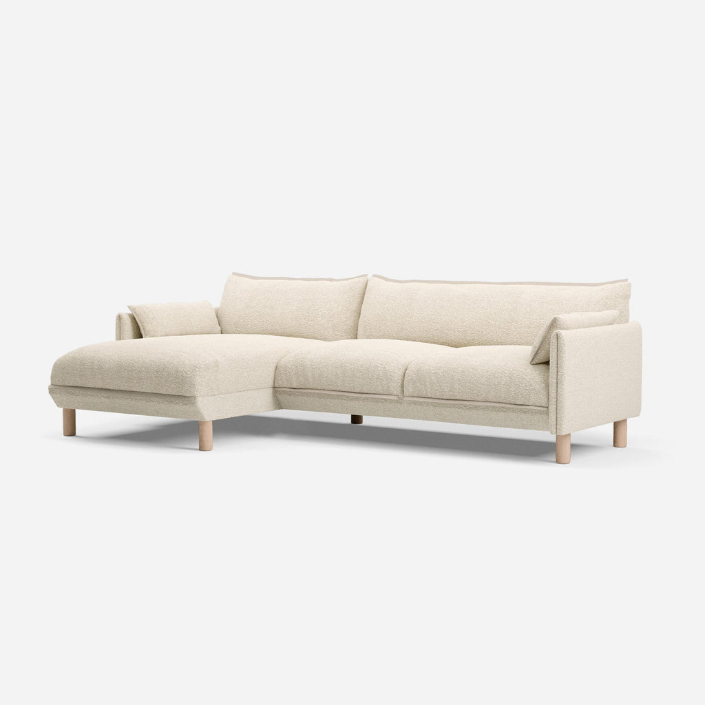 Cozy 4 Seater LH Chaise Sofa Ecru Boucle Trim