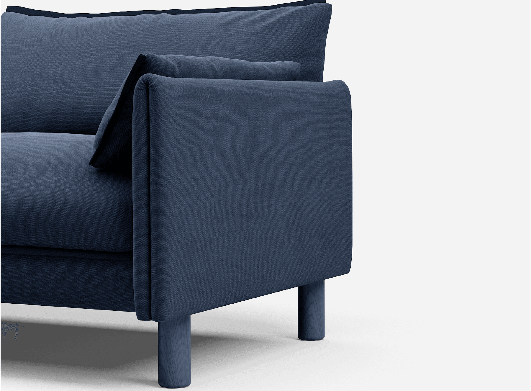 3 seater cozmo sofa cotton Navy  with cotton Navy  jacket front 1/3 angled view @ Navy Cotton Jacket | Dark Blue Trim
