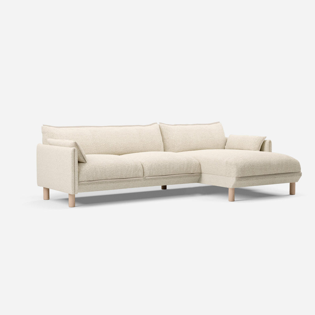 Cozy 4 Seater RH Chaise Sofa Ecru Boucle Trim