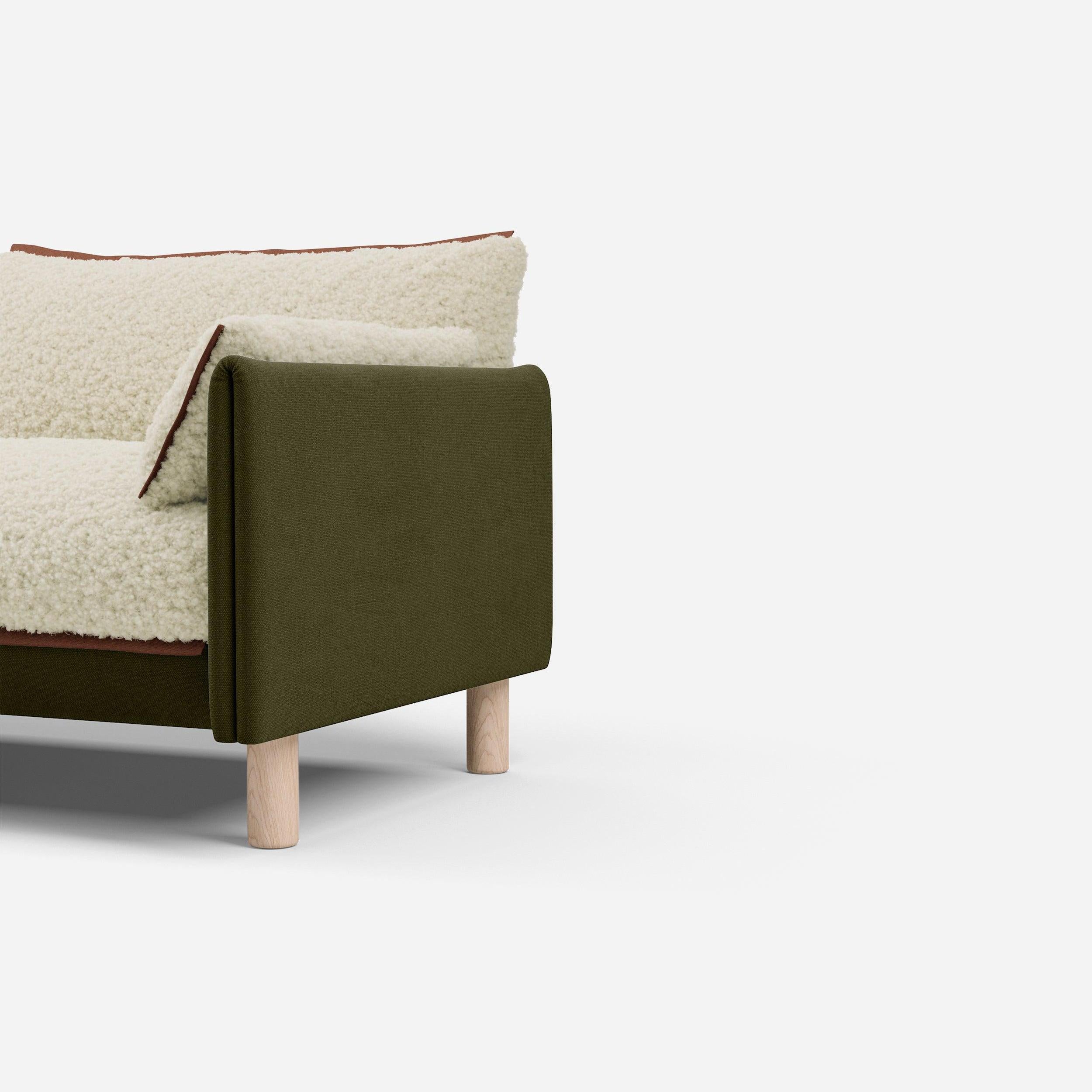 3 Seater Chaise Corner Right Hand Sofa | Cotton Meadow - Cozmo @ Cream Fleece Jacket | Brick Trim