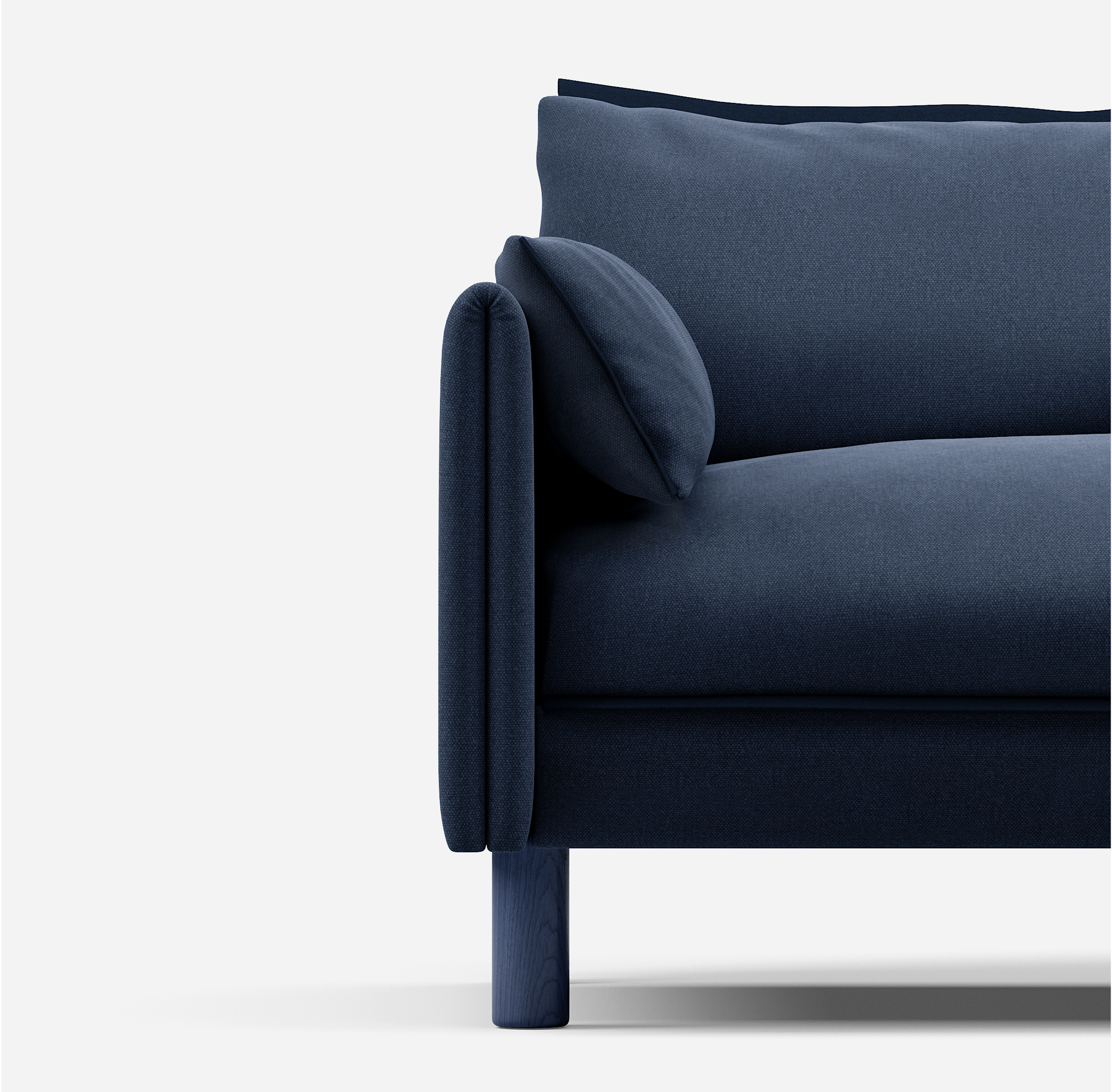 3 Seater Chaise Corner Right Hand Sofa | Cotton Navy  / Fleece Navy - Cozmo @ Navy Cotton Jacket | Dark Blue Trim
