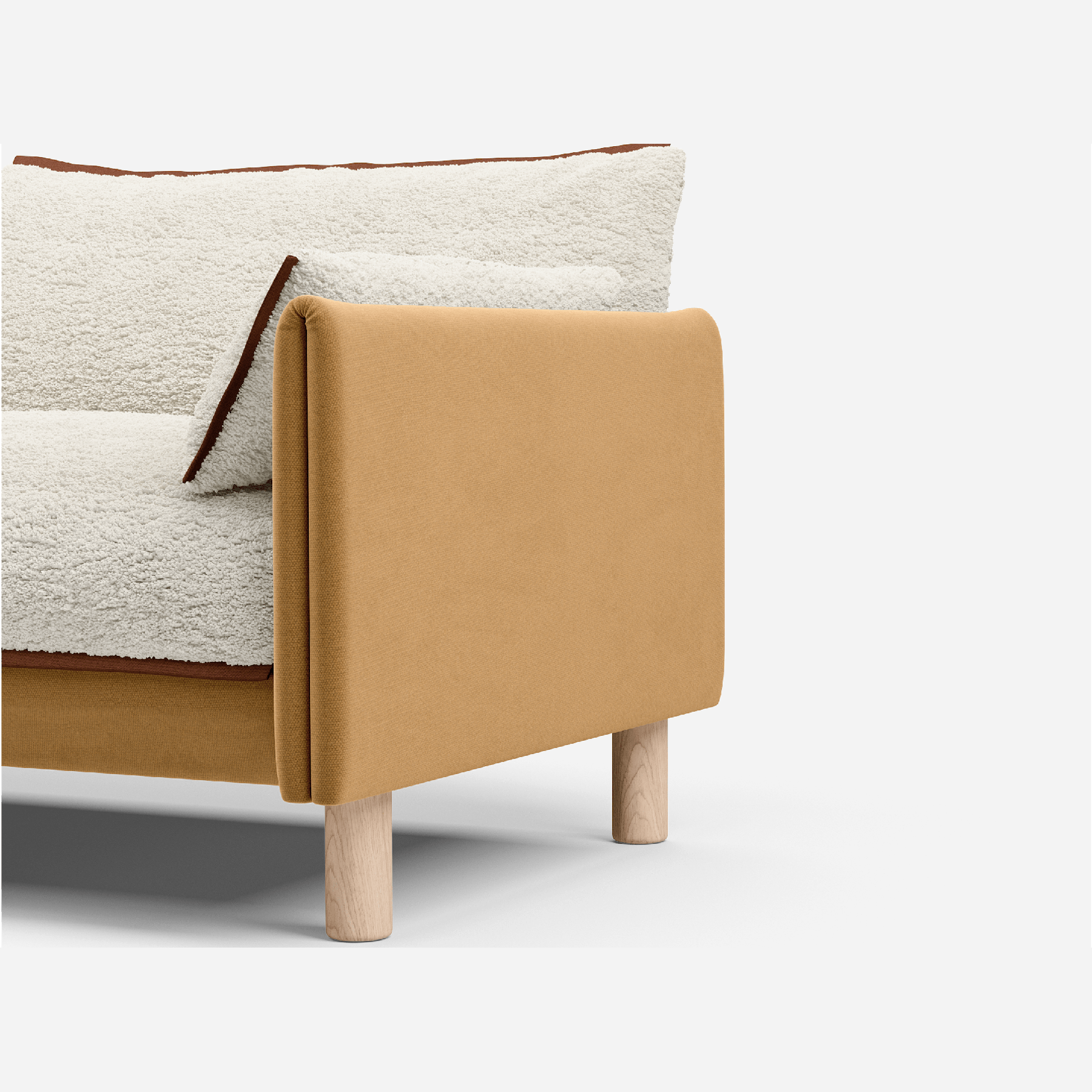 3 Seater Chaise Corner Right Hand Sofa | Cotton Ochre / Fleece Cream - Cozmo @ Cream Fleece Jacket | Brick Trim