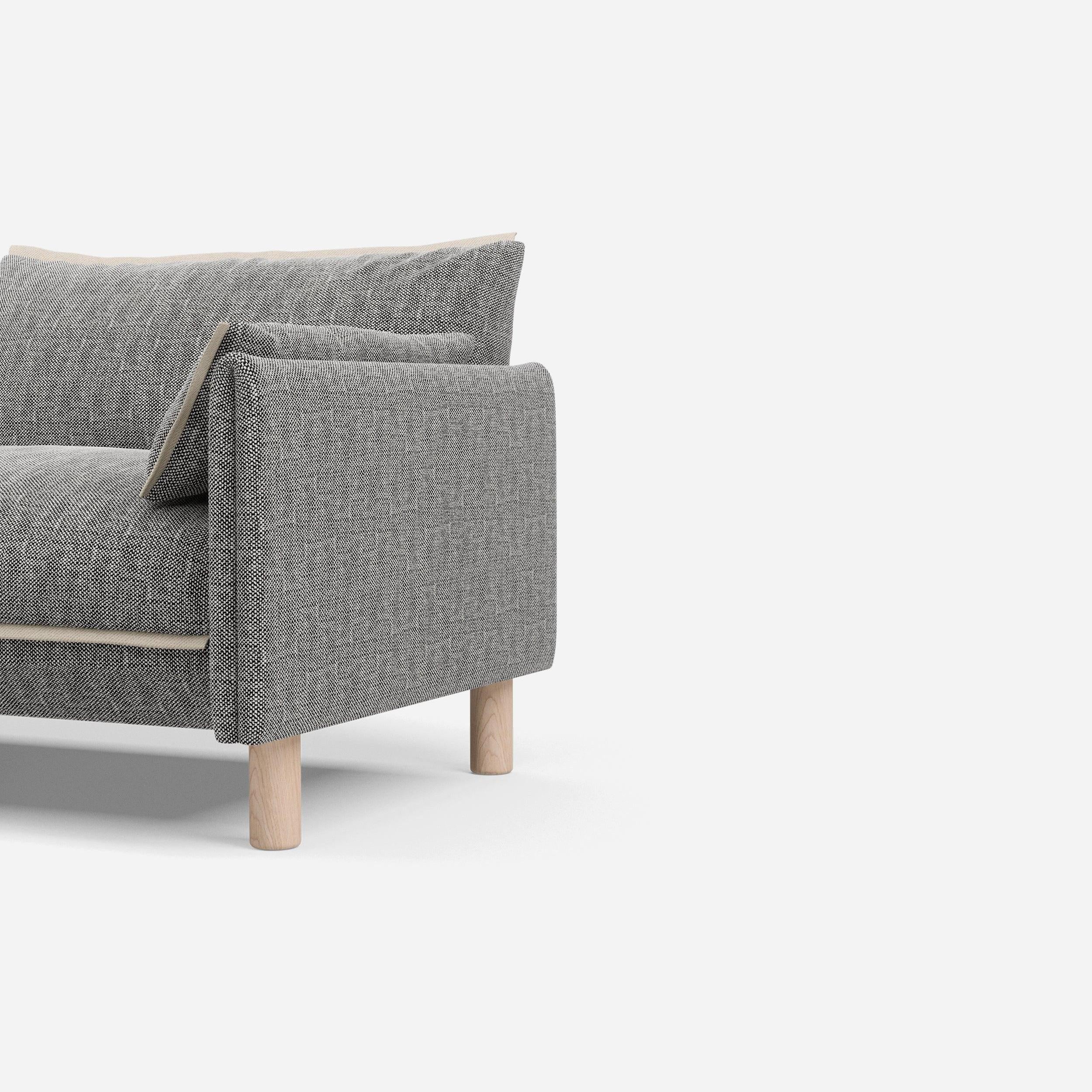 3 Seater Chaise Corner Right Hand Sofa | Textured Weave Salt & Pepper - Cozmo @ Salt & Pepper Textured Weave Jacket | Natural Trim