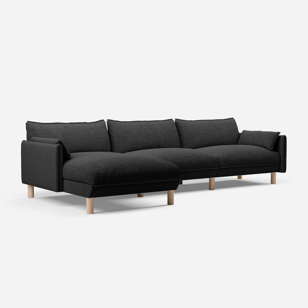 Cozy 5 Seater LH Chaise Sofa Boucle Trim