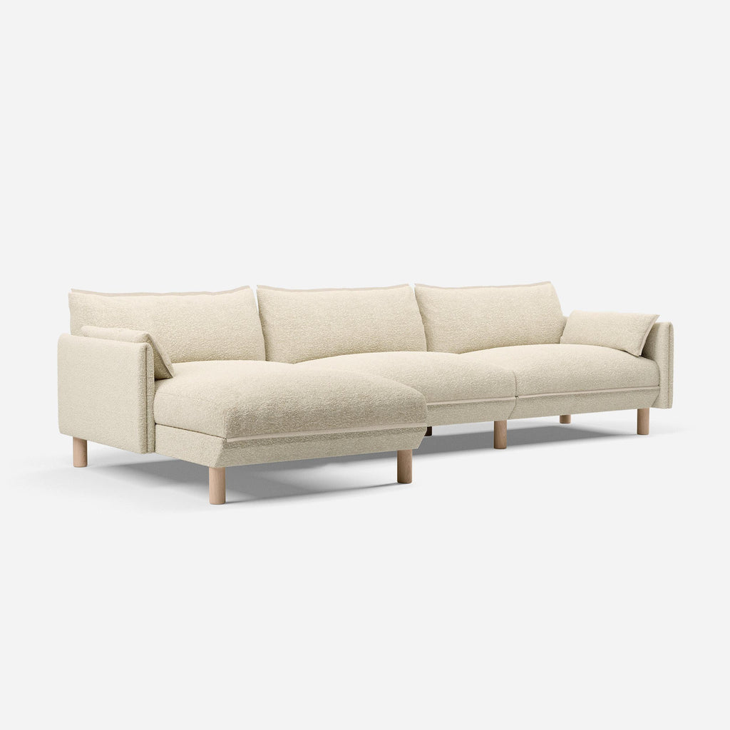 Cozy 5 Seater LH Chaise Sofa Ecru Boucle Trim