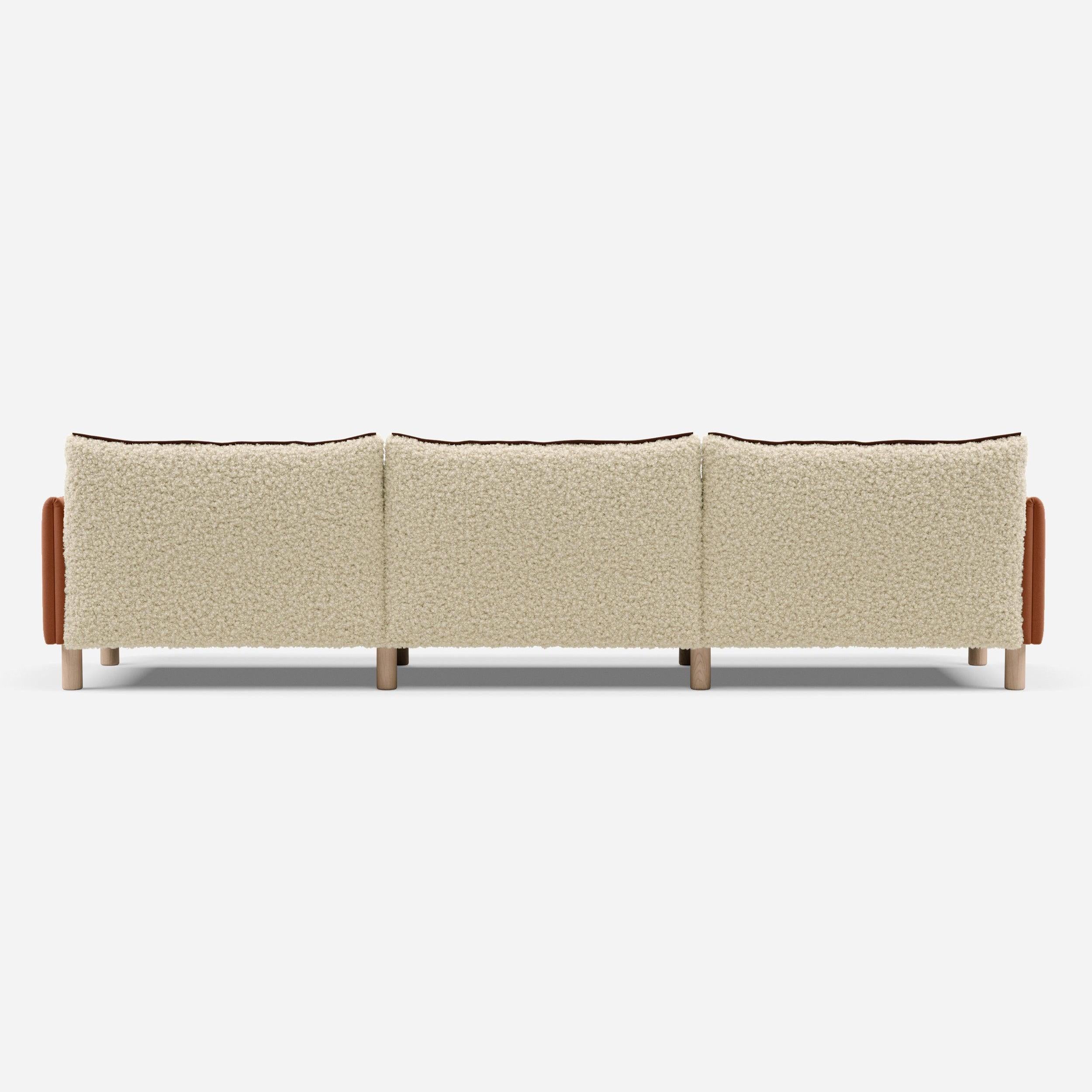 5 Seater Chaise Corner Left Hand Sofa | Cotton Henna - Cozmo @ Cream Fleece Jacket | Brick Trim
